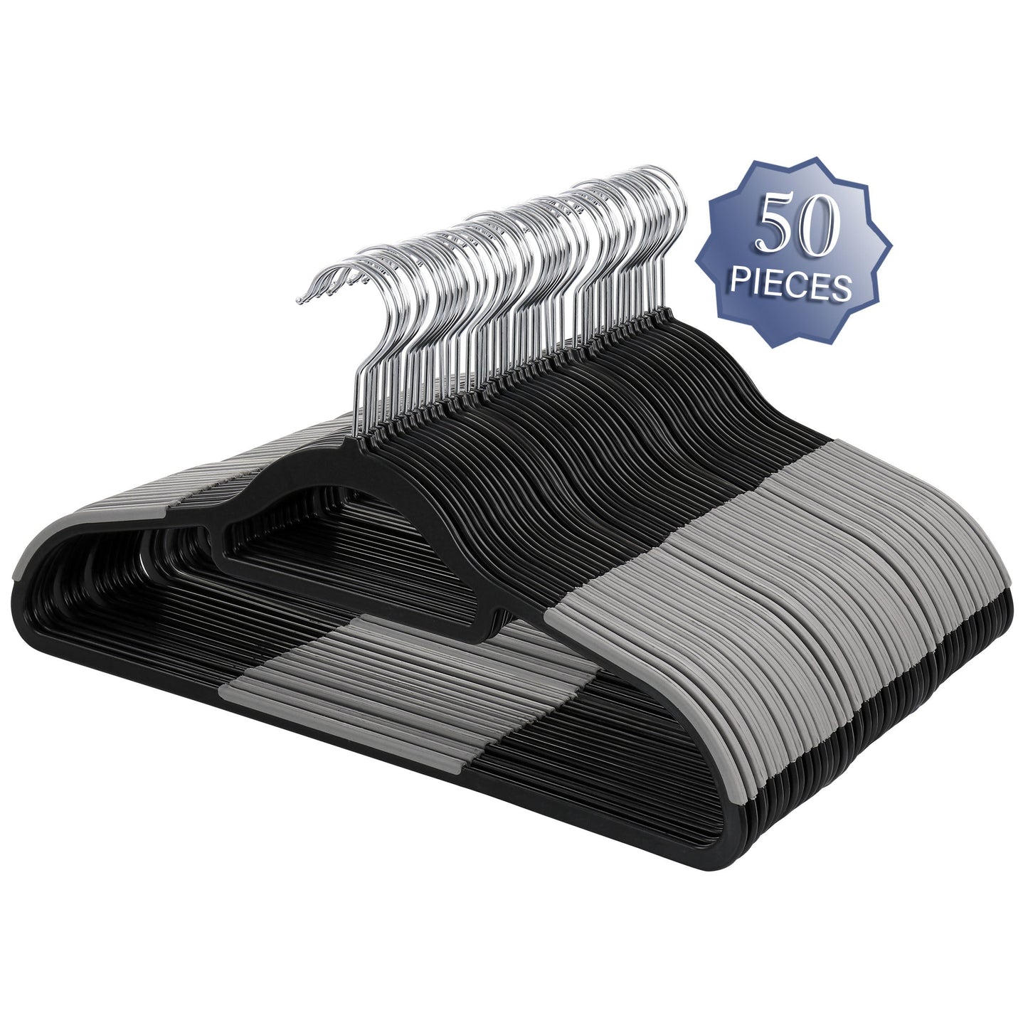Elama Home 50 Piece Plastic Non Slip Hanger in Black and Gray W2B