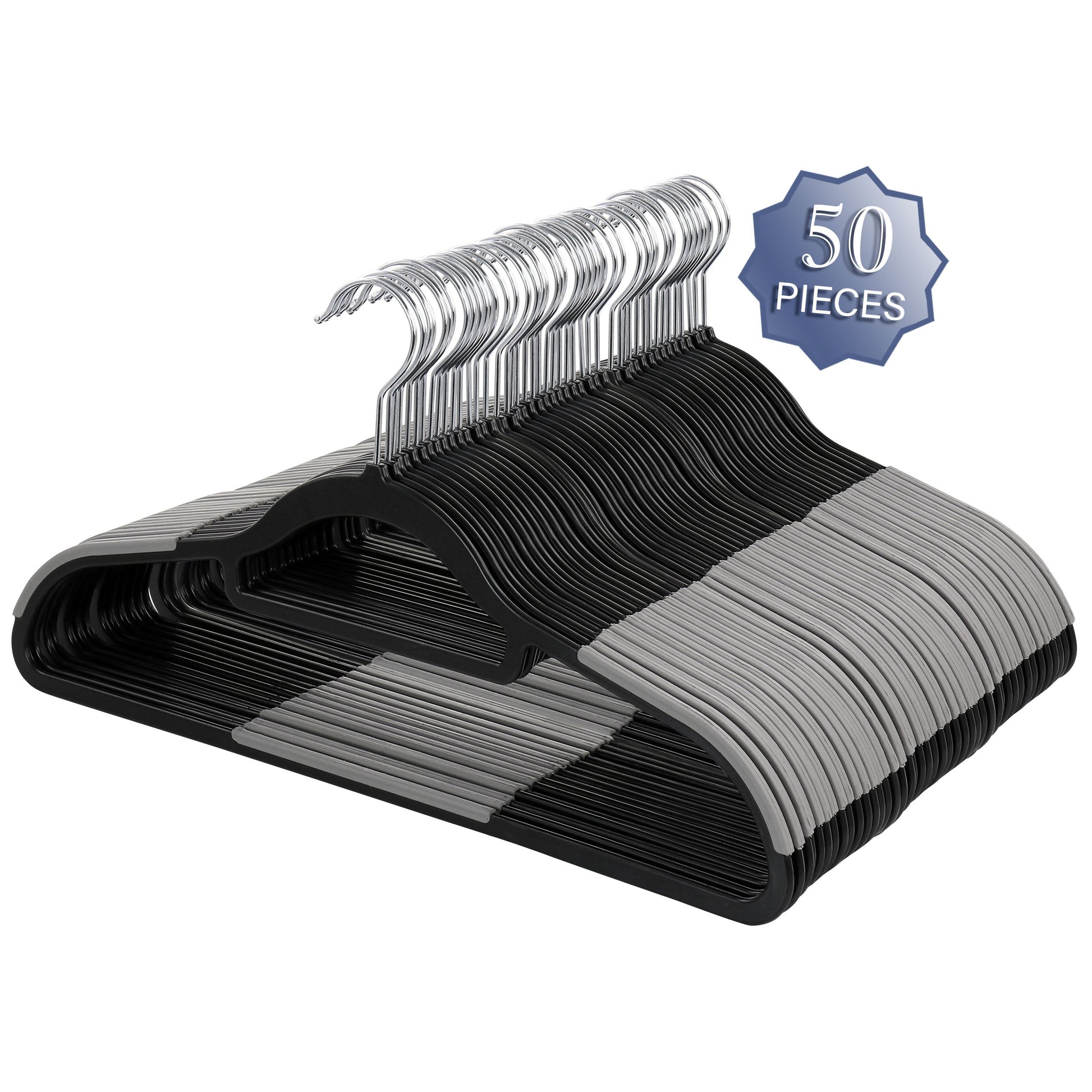 Elama Home 50 Piece Plastic Non Slip Hanger in Black and Gray W2B