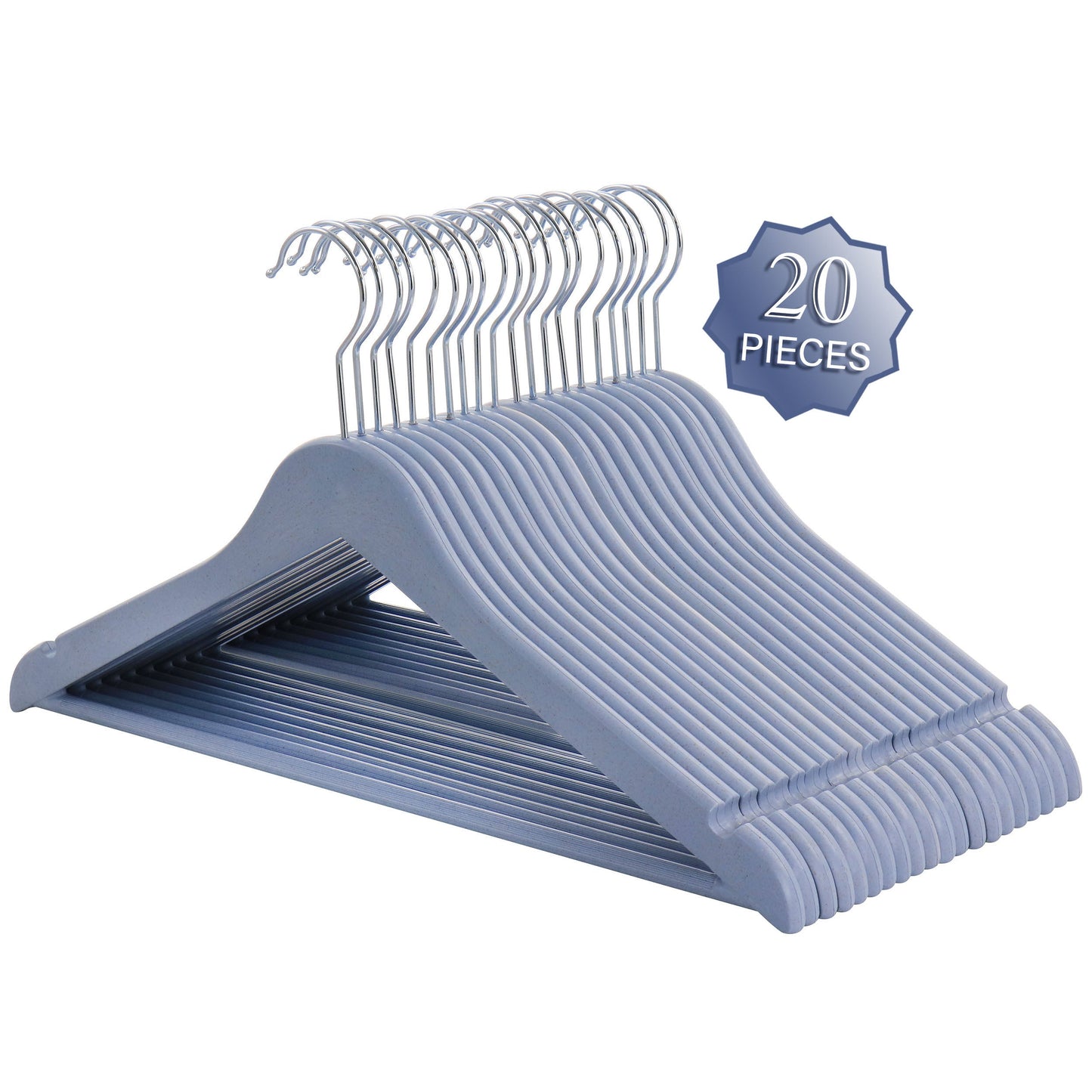 Elama Home 20 Piece Eco Friendly Coat Hangers in Blue W2B