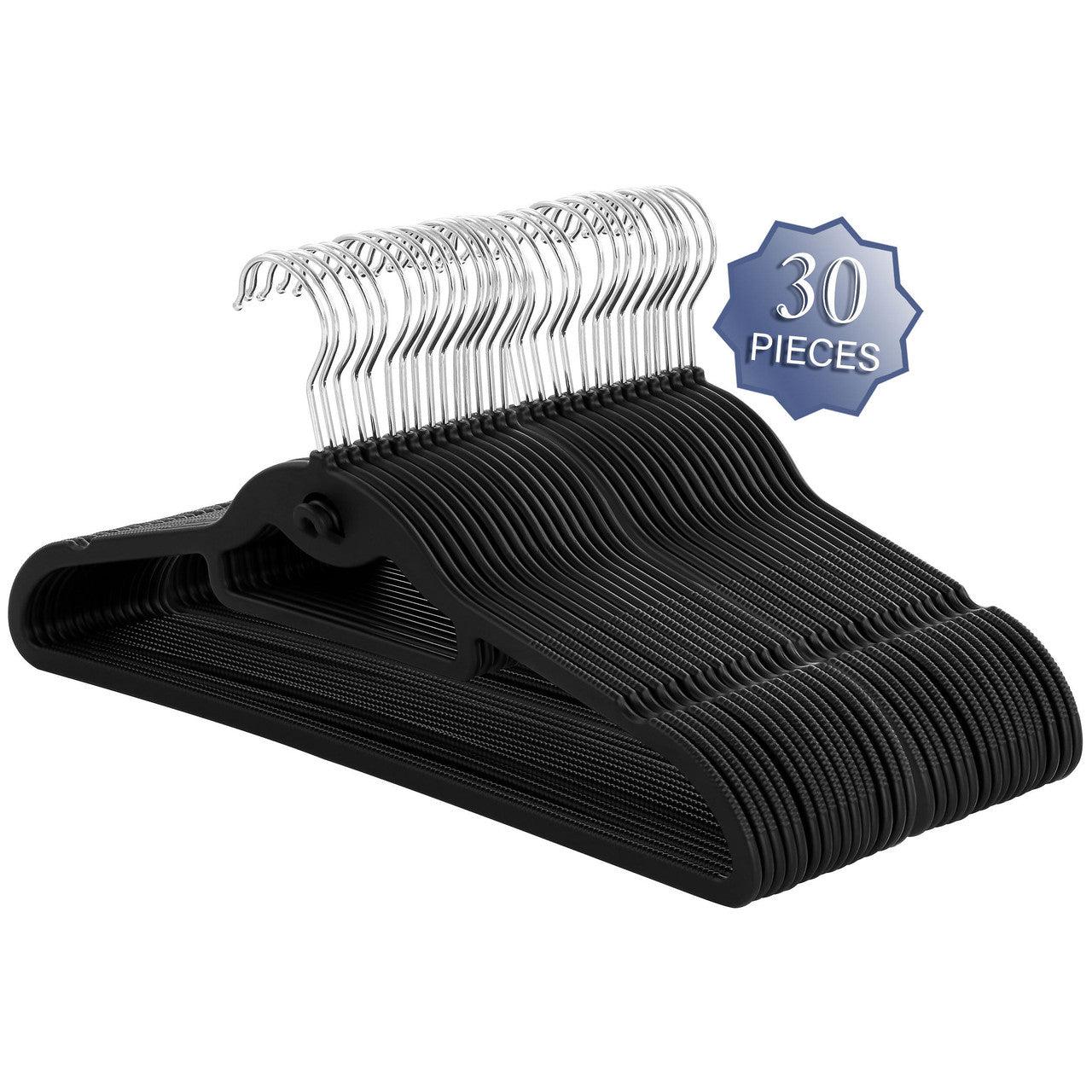 Elama Home 30 Piece Rubber Non Slip Hanger with Hanging Tab in Black Elama Home