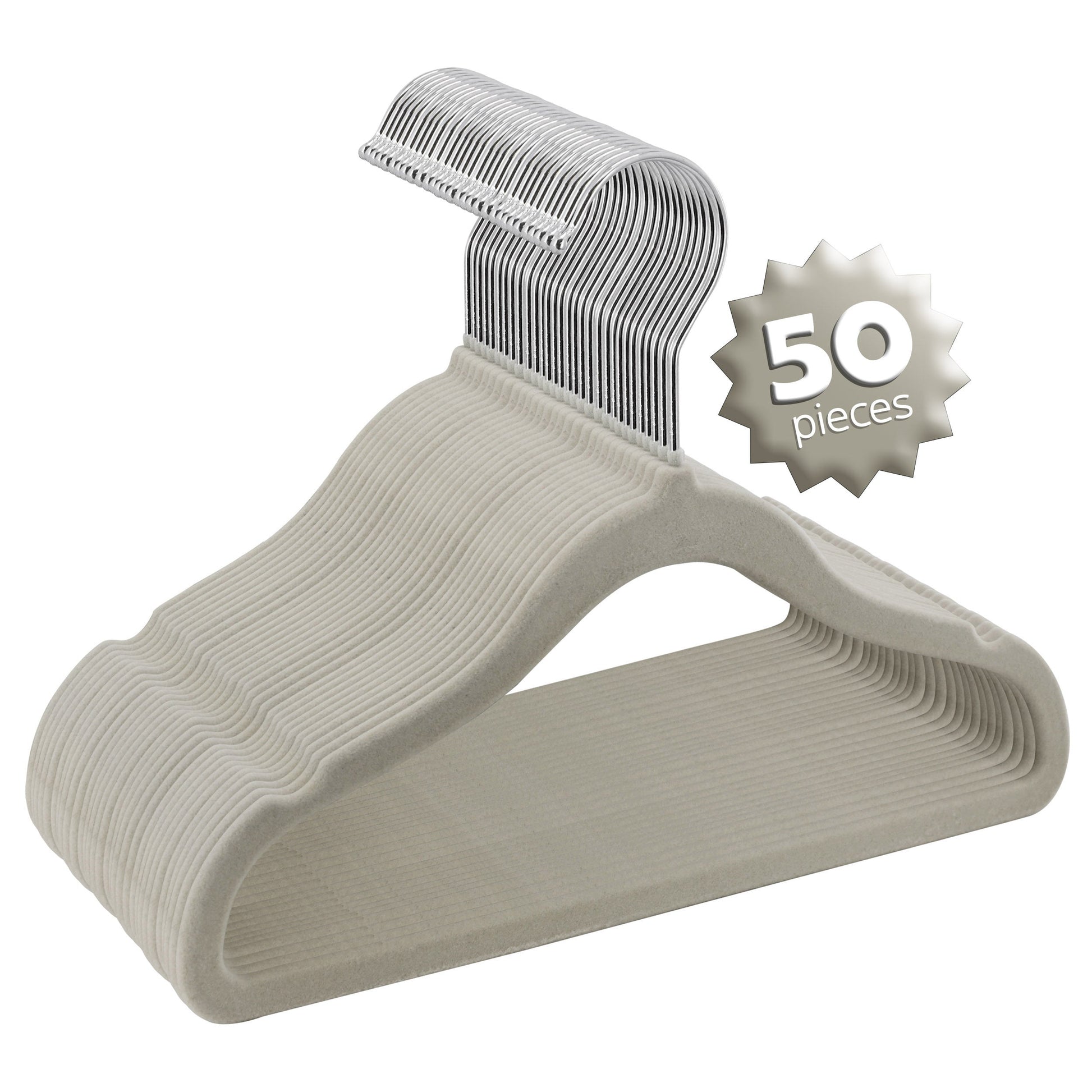 Elama Home 50 Piece Kids Non-Slip Velvet Cloths Hangers with Notched Shoulders in Gray W2B