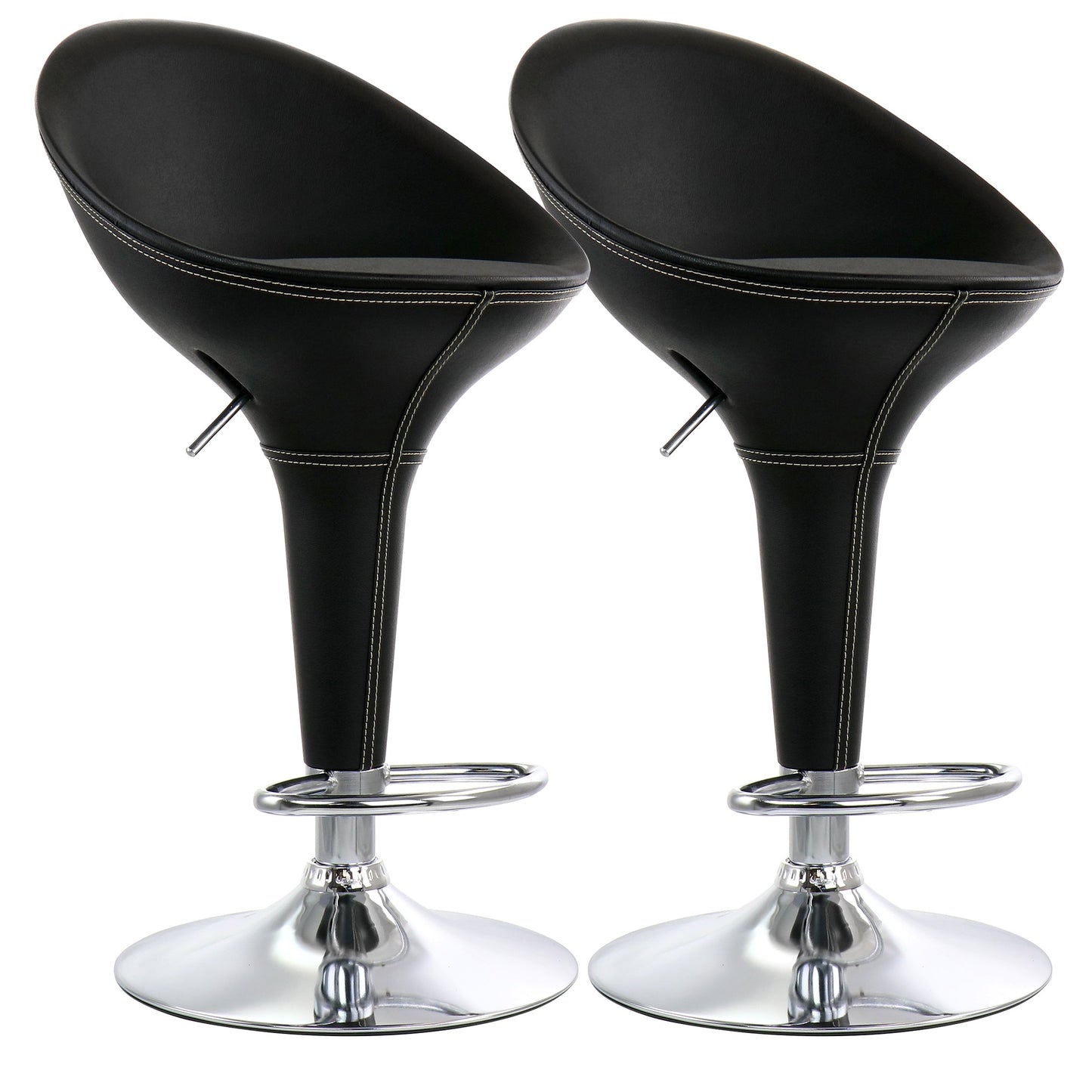Elama 2 Piece Adjustable Plastic Bar Stool in Black with Chrome Base W2B