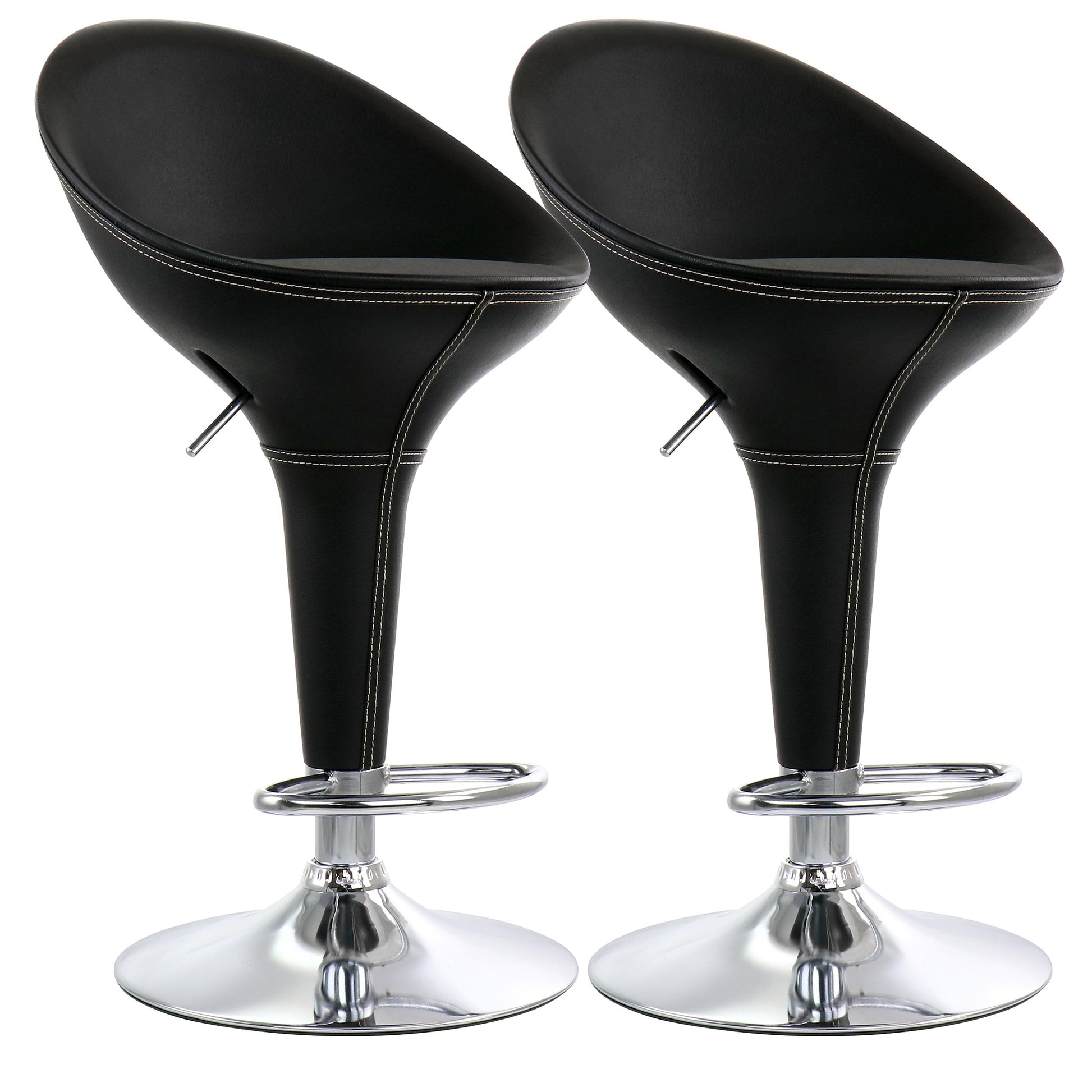 Elama 2 Piece Adjustable Plastic Bar Stool in Black with Chrome Base W2B