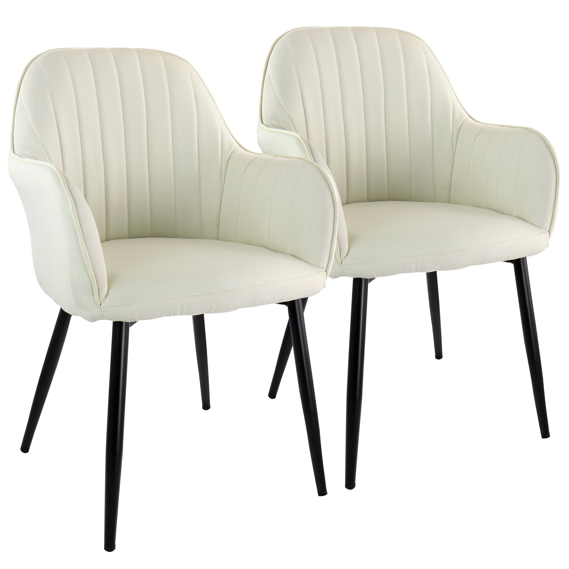 Elama 2 Piece Fabric Accent Chair in Beige with Black Metal Legs W2B