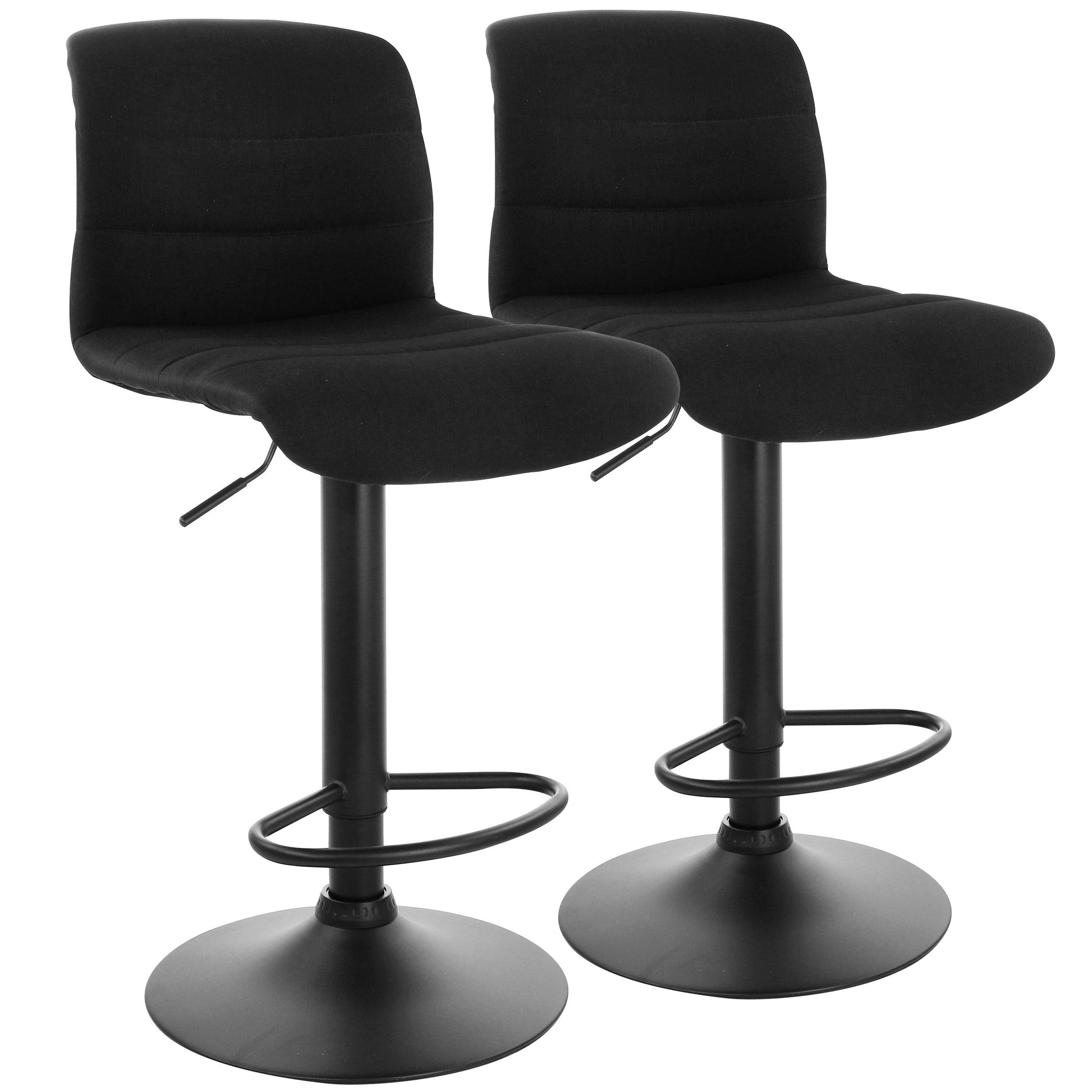 Elama 2 Piece Adjustable Fabric Bar Stool in Charcoal with Black Base W2B