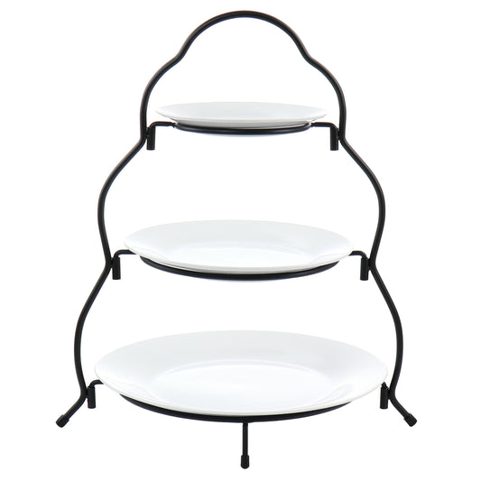 Elama 3 Tier Round Plate Porcelain Serveware Set W2B