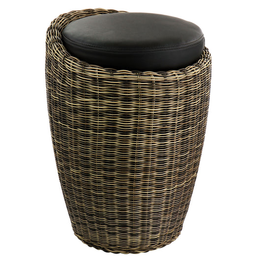 Elama 1 Piece Wicker Outdoor Ottoman Chair in Brown and Black W2B