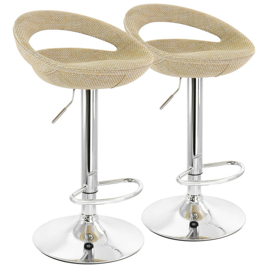 Elama 2 Piece Adjustable Rattan Barstool in Tan with Chrome Base W2B