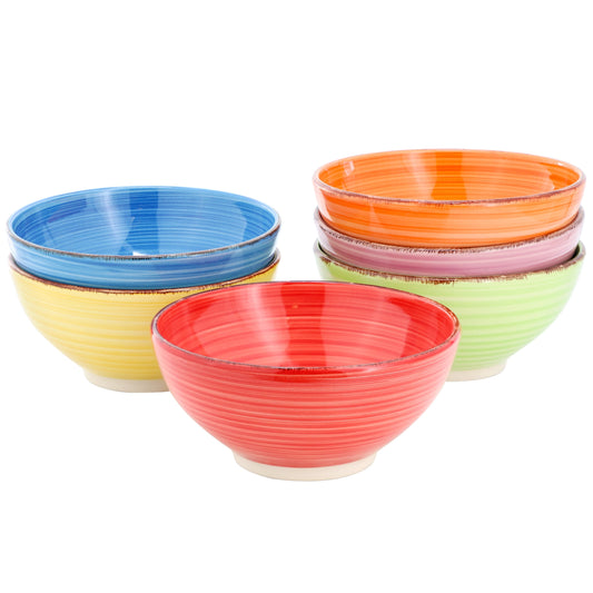 Elama Color Ridge 6.25 Inch 6 Piece Round Stoneware Assorted Bowl Set W2B