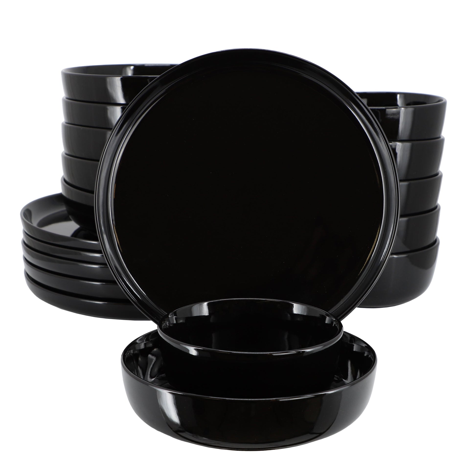 Elama Duncan 18 Piece Porcelain Dinnerware Set in Black W2B