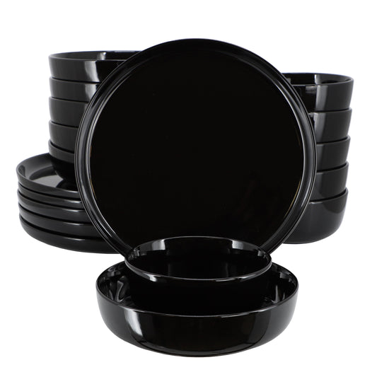 Elama Duncan 18 Piece Porcelain Dinnerware Set in Black W2B