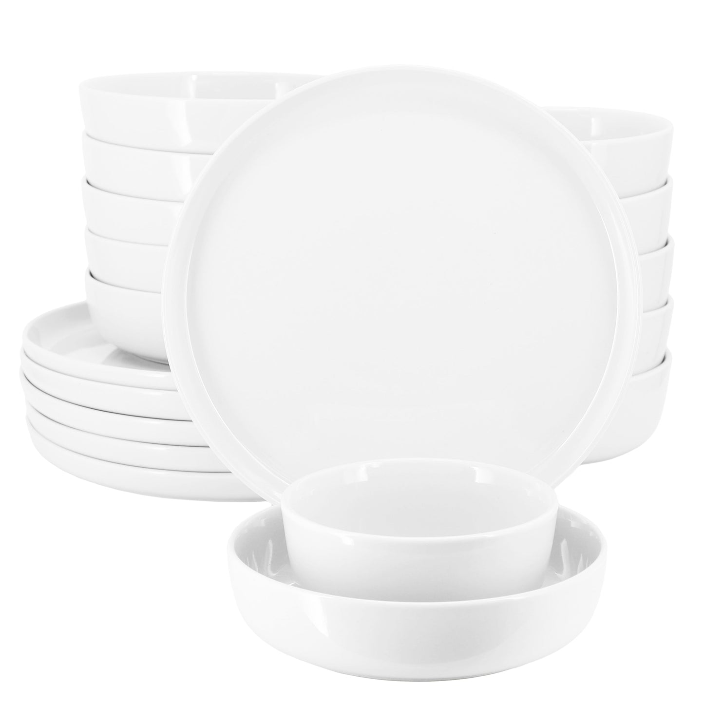 Elama Duncan 18 Piece Porcelain Dinnerware Set in White W2B