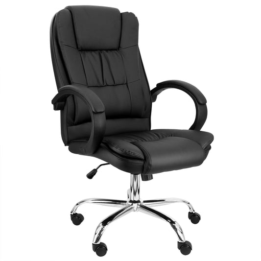 Elama High Back Adjustable Faux Leather Office Chair in Black W2B