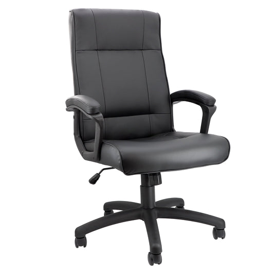 Elama High Back Adjustable Faux Leather Office Chair in Black W2B
