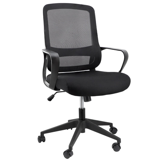 Elama Mid Back Adjustable Mesh and Fabric Office Chair in Black W2B