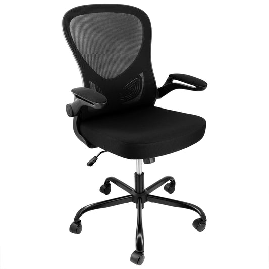 Elama Mid Back Adjustable Mesh and Fabric Rolling Office Chair in Black W2B
