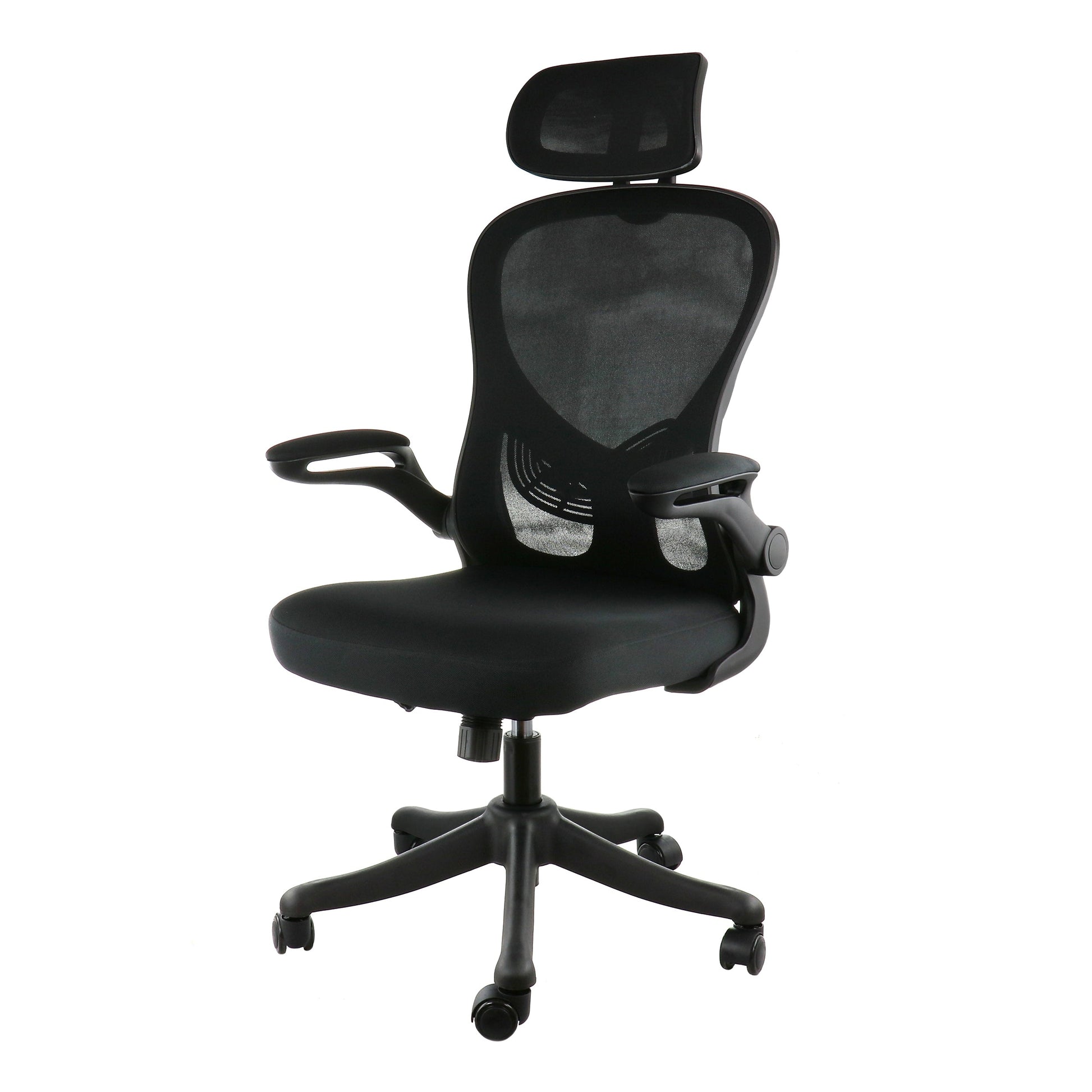 Elama High Back Adjustable Mesh and Fabric Office Chair in Black and Gray with Adjustable Head Rest W2B