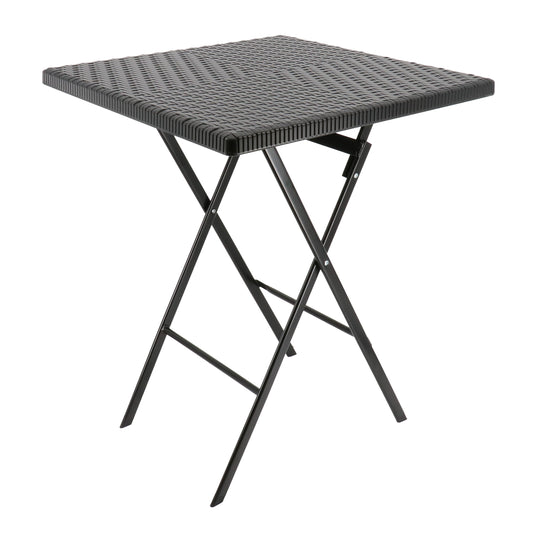 Elama Plastic Rattan Folding Square Table in Black W2B