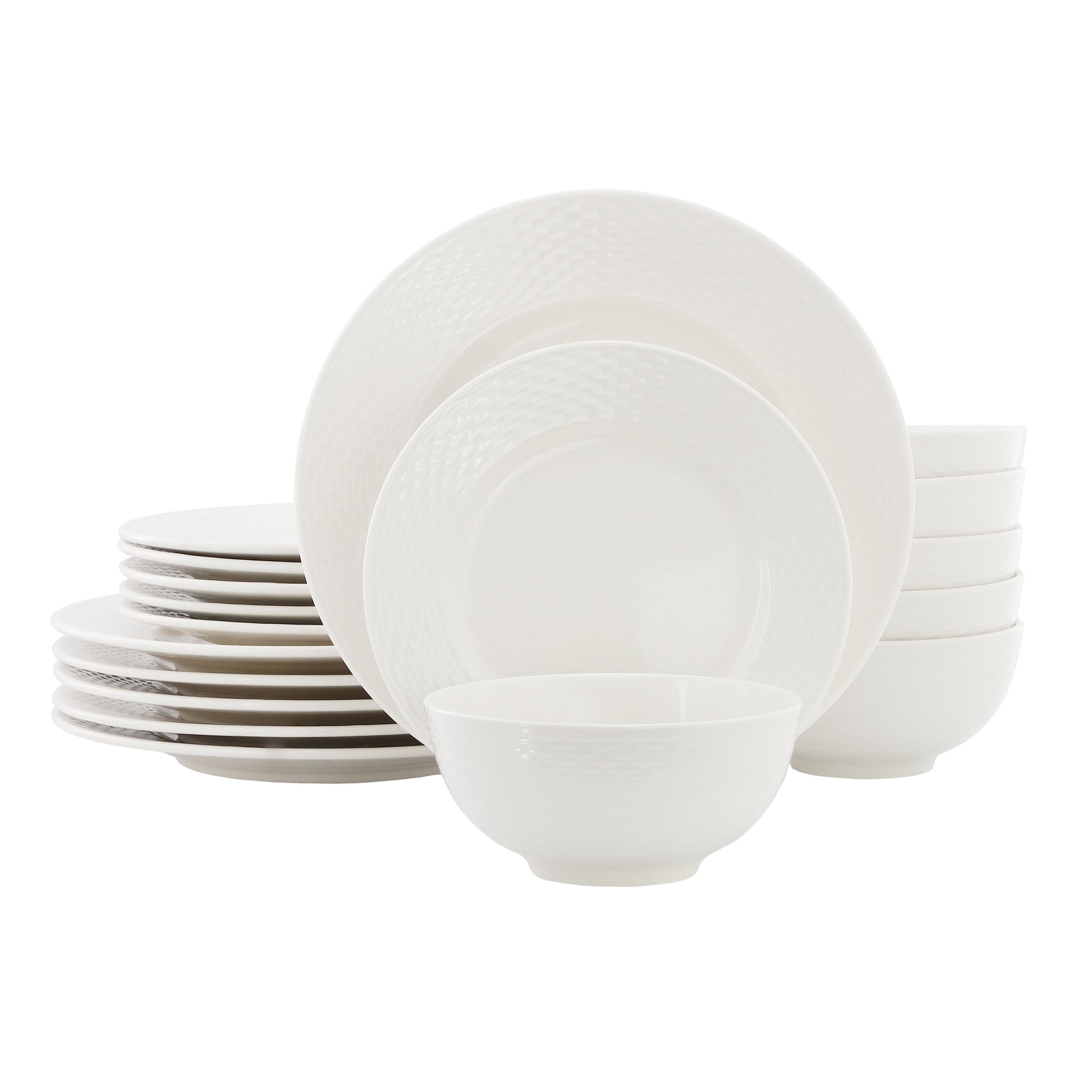 Elama Fiona 18 Piece Stoneware Dinnerware Set in White W2B