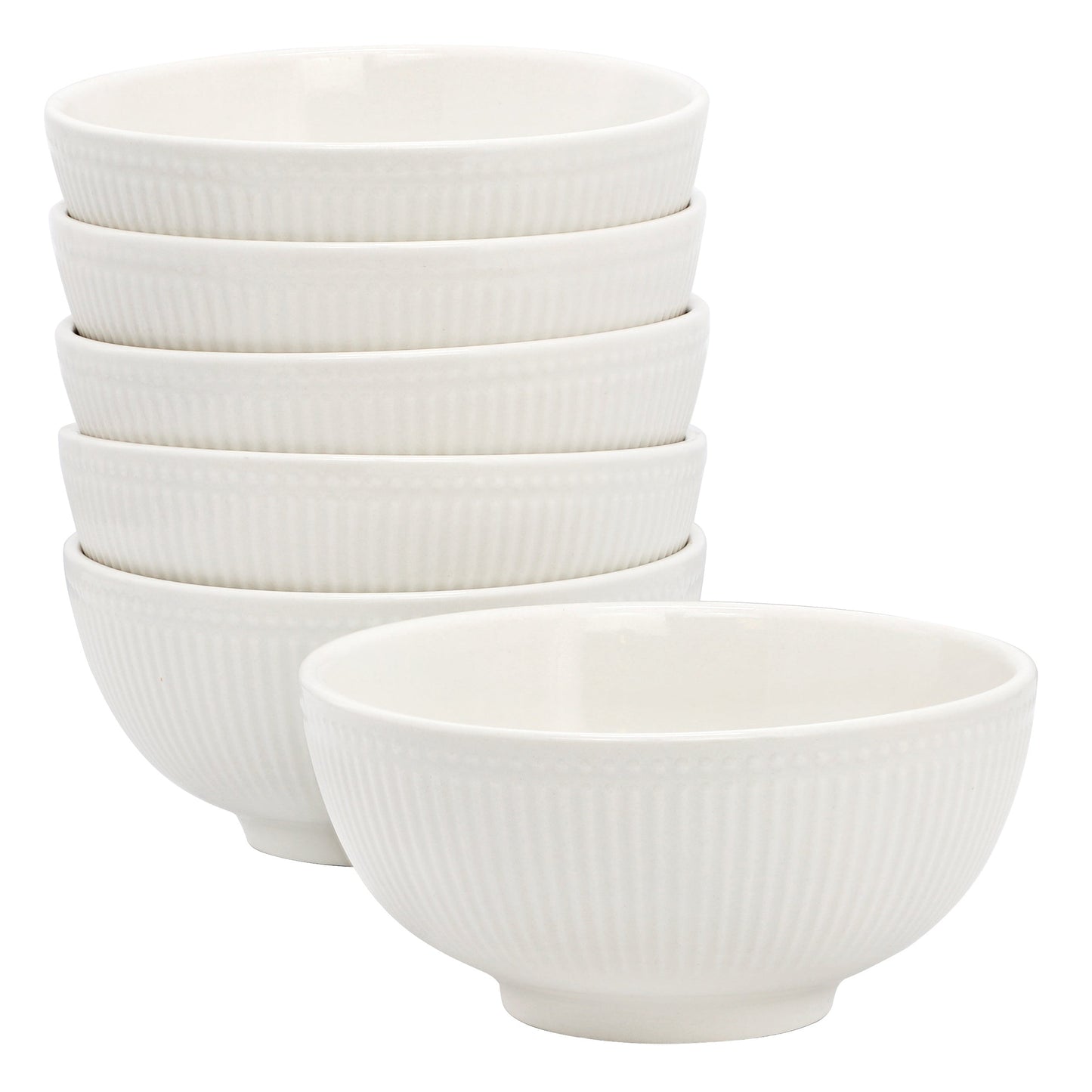 Elama Gretel 6 Piece Round Stoneware Cereal Bowl Set in White W2B