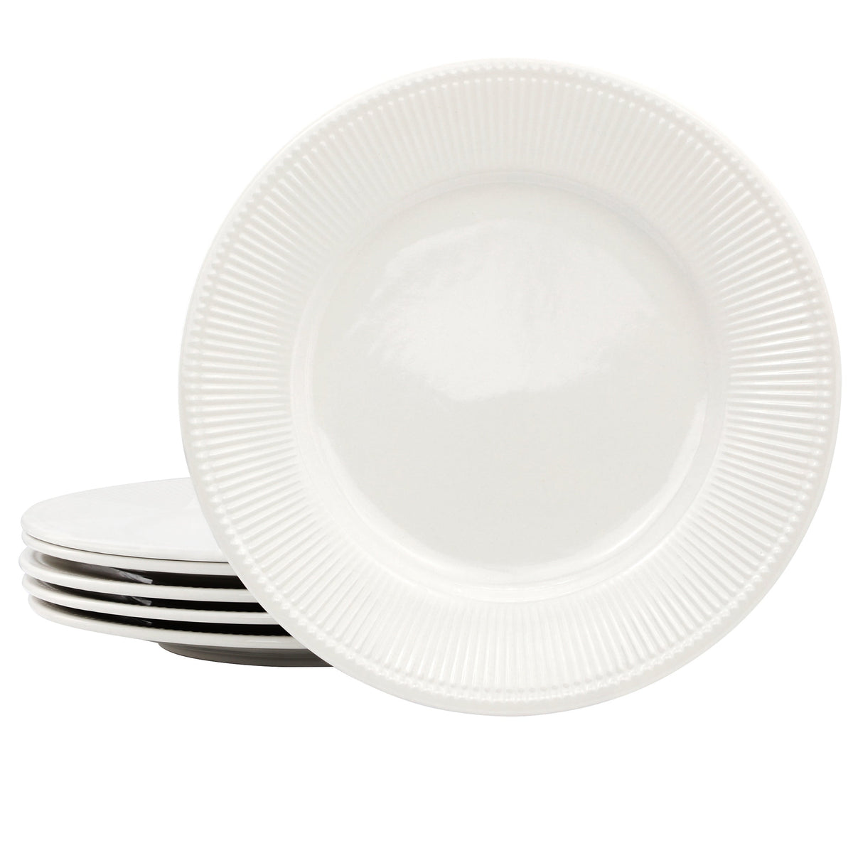 Elama Gretel 6 Piece Round Stoneware Dinner Plate Set in White W2B