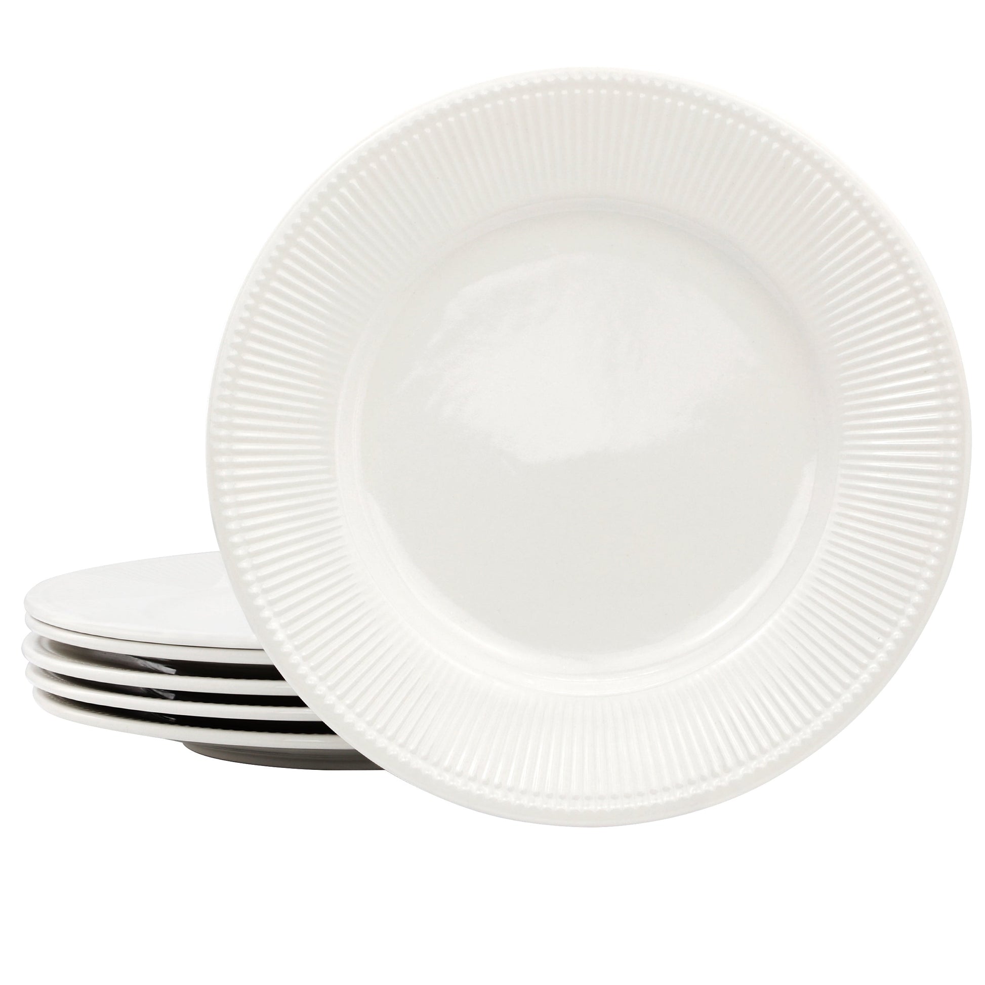 Elama Gretel 6 Piece Round Stoneware Dinner Plate Set in White W2B