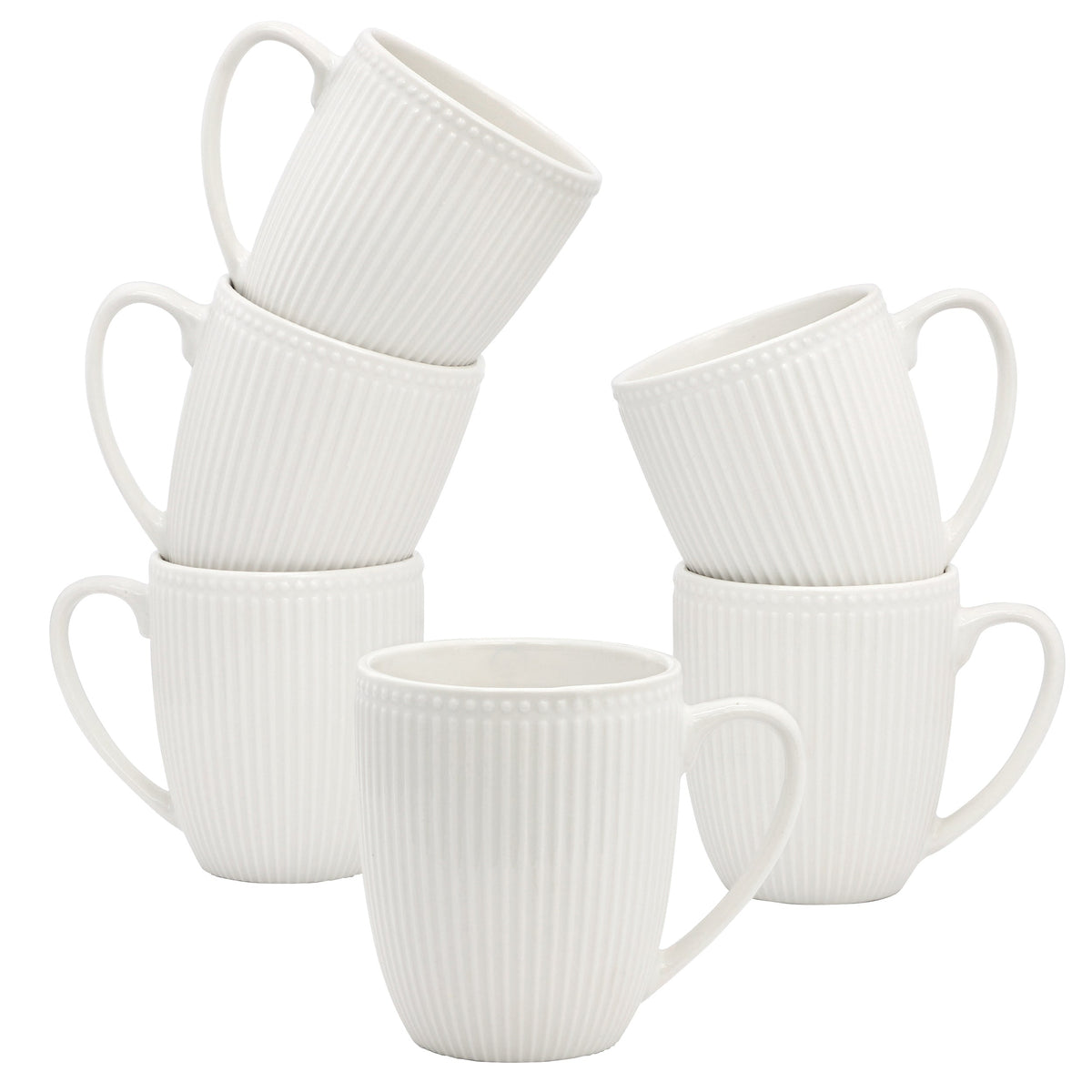 Elama Gretel 6 Piece Round Stoneware 12 Ounce Mug Set in White W2B