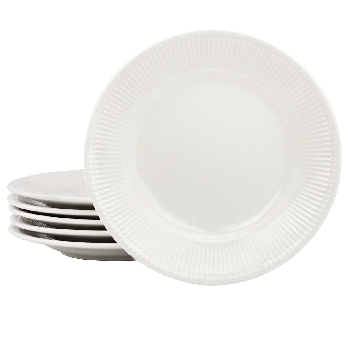 Elama Gretel 6 Piece Round Stoneware Salad Plate Set in White W2B