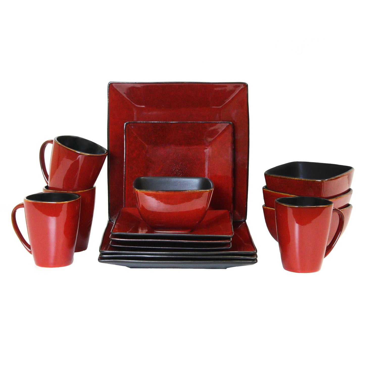 Elama Harland Loft 16 Piece Modern Premium Stoneware set with Complete Setting for 4 W2B