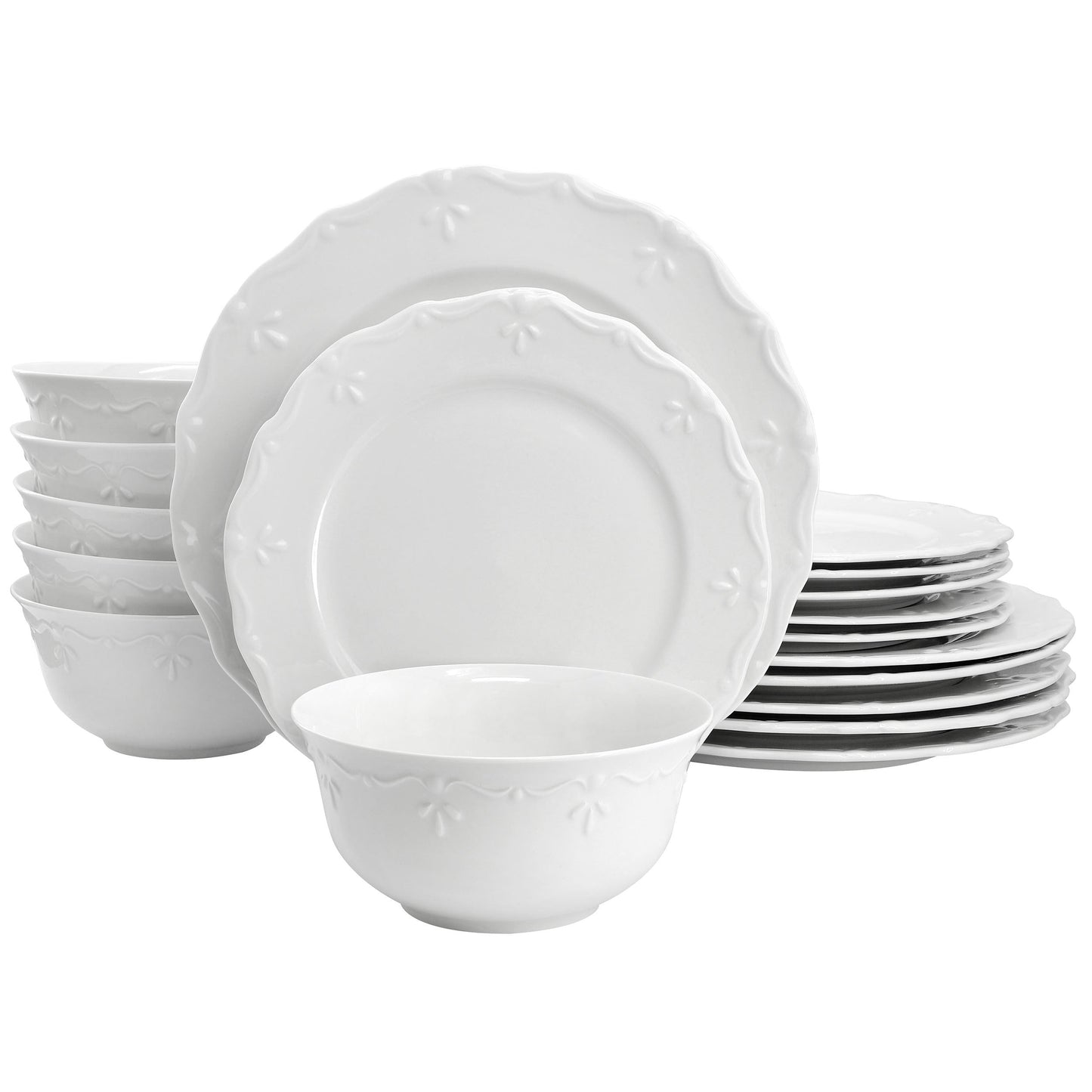 Elama Henryi 18 Piece Porcelain Dinnerware Set in White W2B