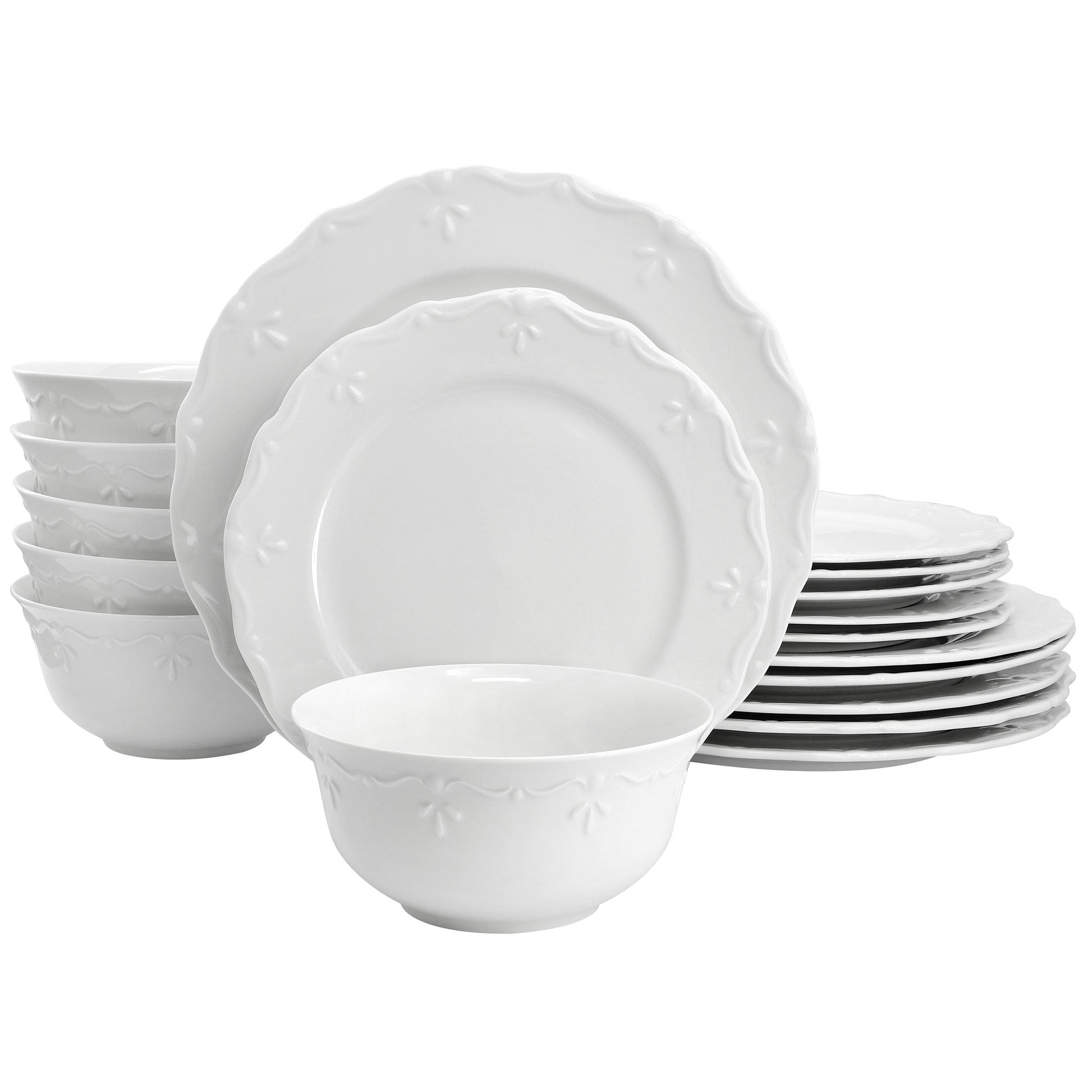 Elama Henryi 18 Piece Porcelain Dinnerware Set in White W2B