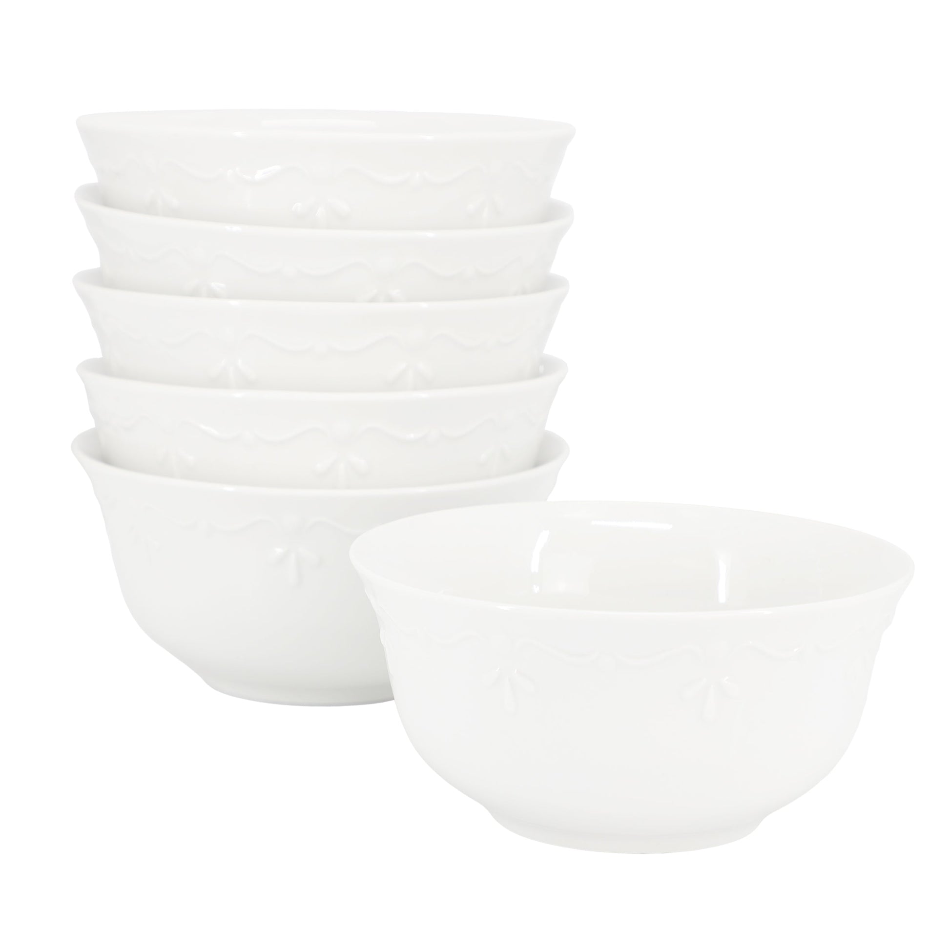 Elama Henryi 6 Piece 6.1 Inch Porcelain Bowl Set in White W2B