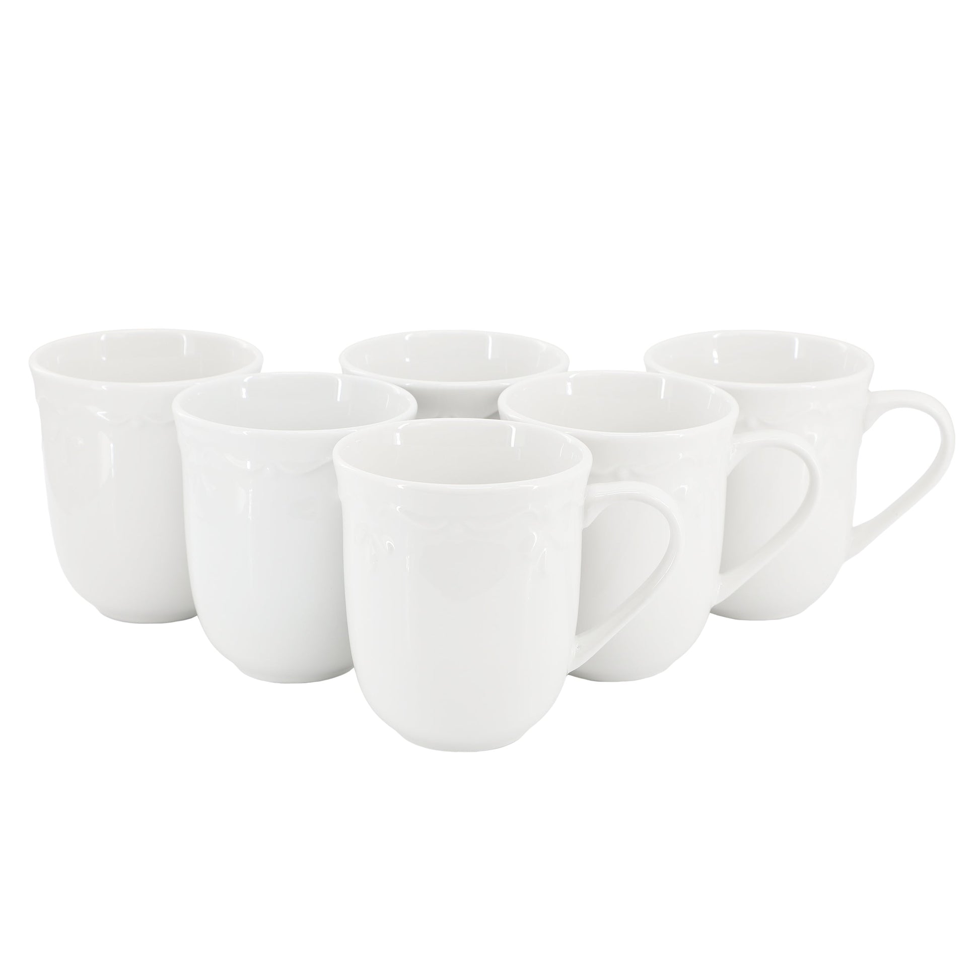 Elama Henryi 6 Piece 12 Ounce Porcelain Mug Set in White W2B