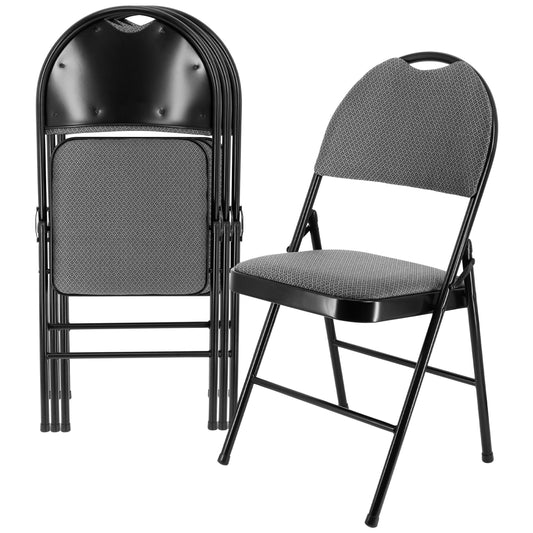 Elama 4 Piece Metal Folding Chair with Padded Seats and Top Handle in Gray W2B