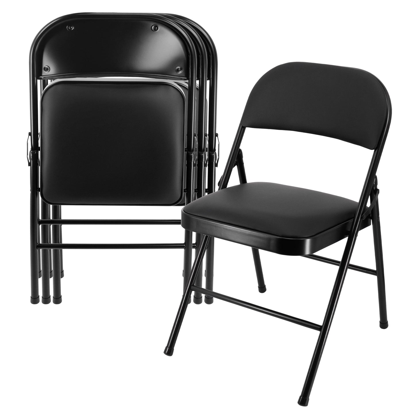 Elama 4 Piece Metal Folding Chair with Padded Seats in Black W2B