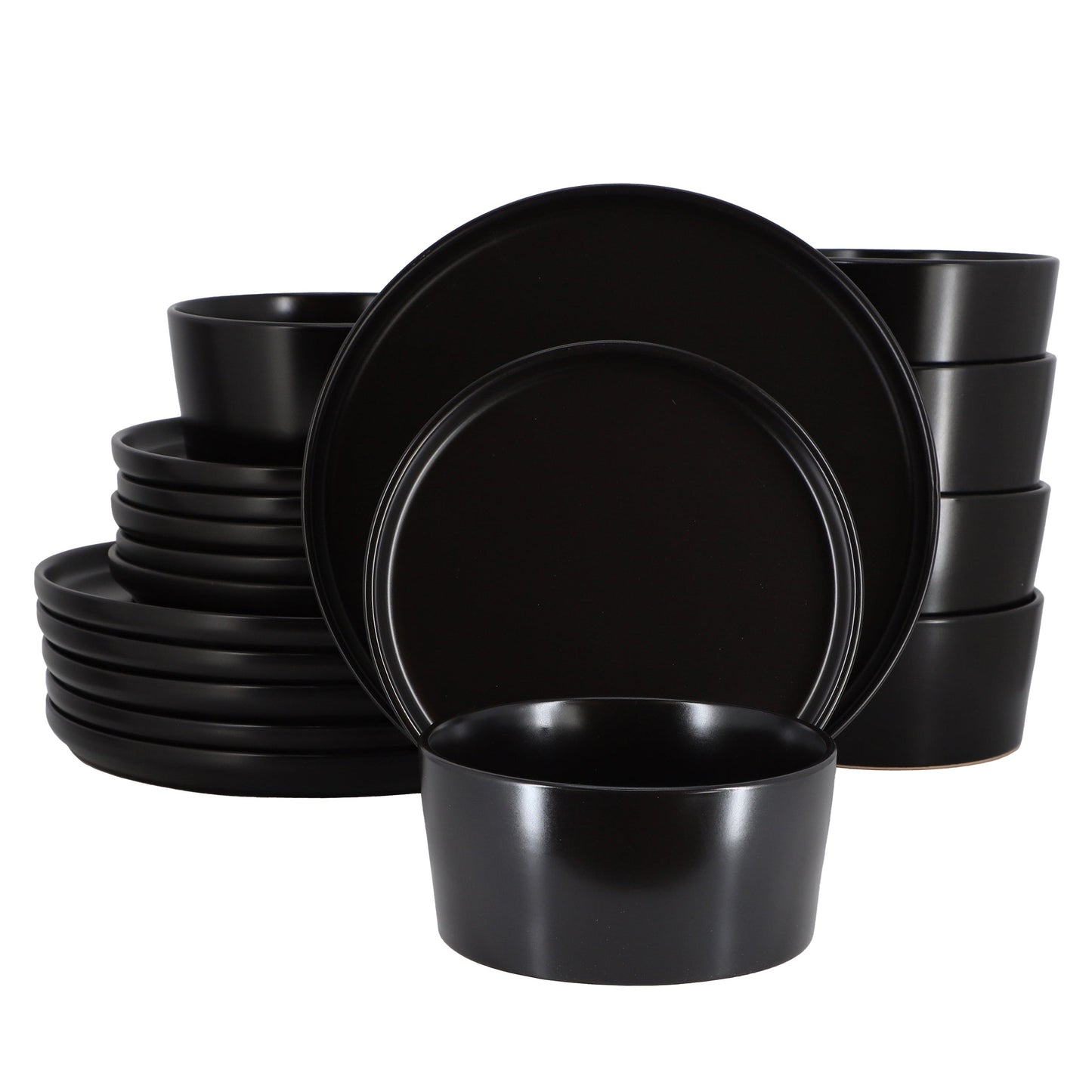 Elama Josh 18 Piece Stoneware Dinnerware Set in Matte Black W2B