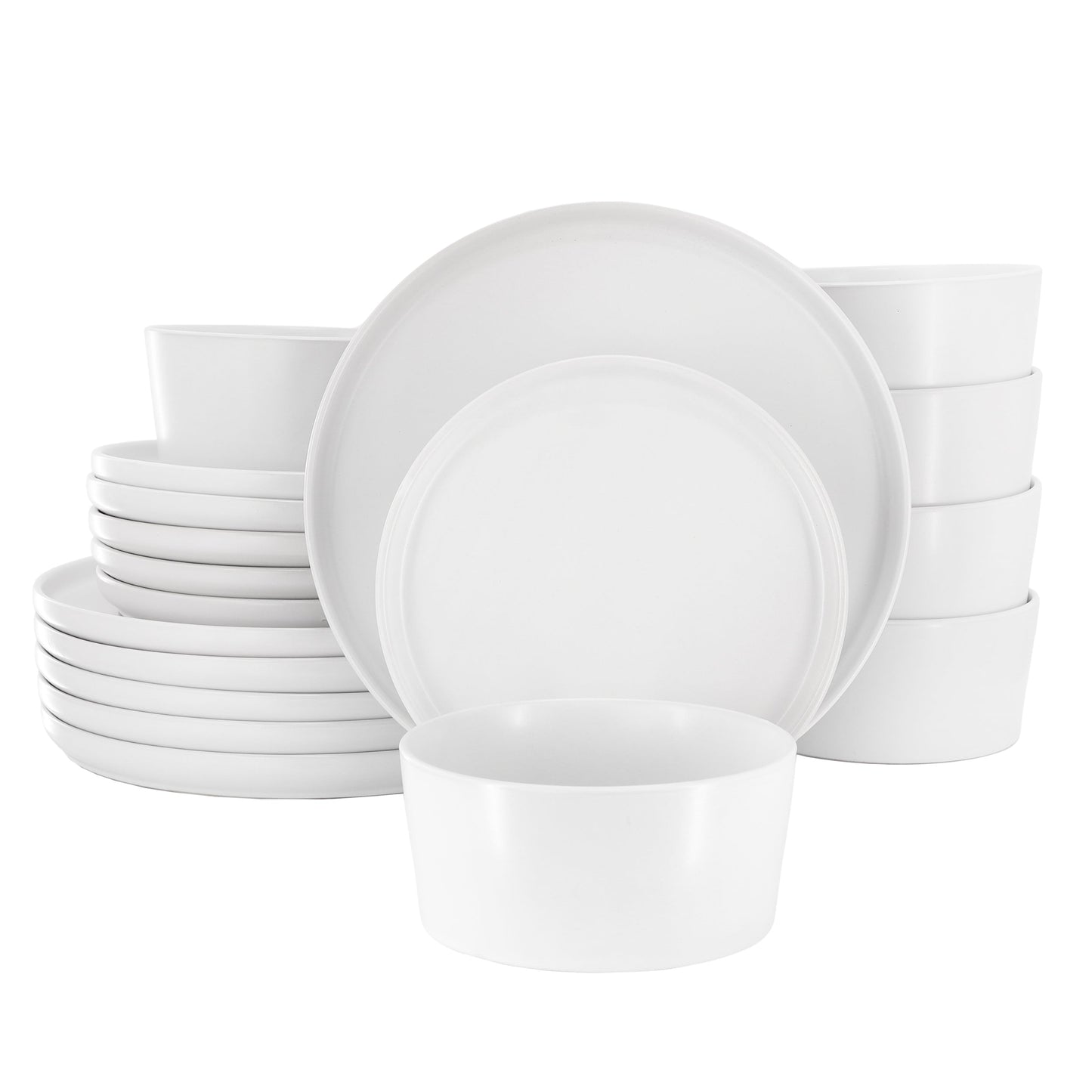 Elama Josh 18 Piece Stoneware Dinnerware Set in Matte White W2B