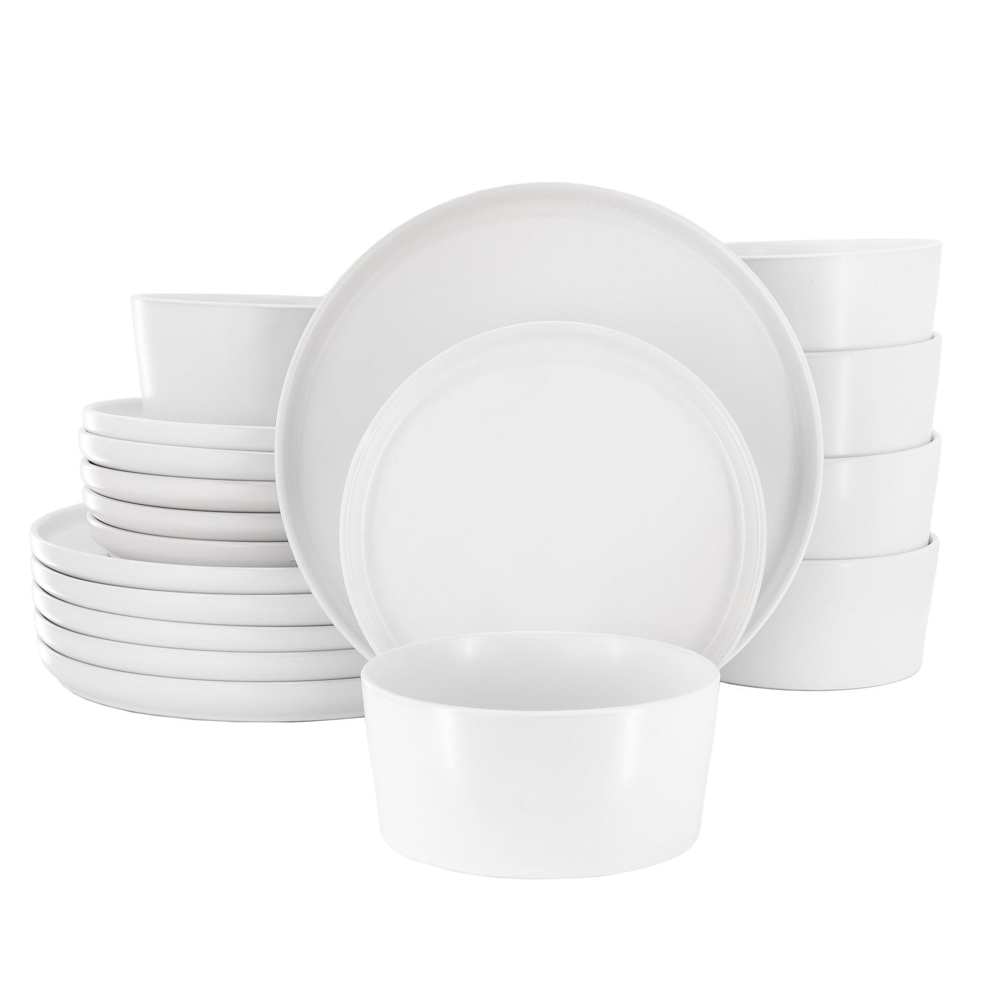 Elama Josh 18 Piece Stoneware Dinnerware Set in Matte White W2B