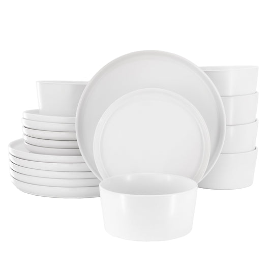 Elama Josh 18 Piece Stoneware Dinnerware Set in Matte White W2B