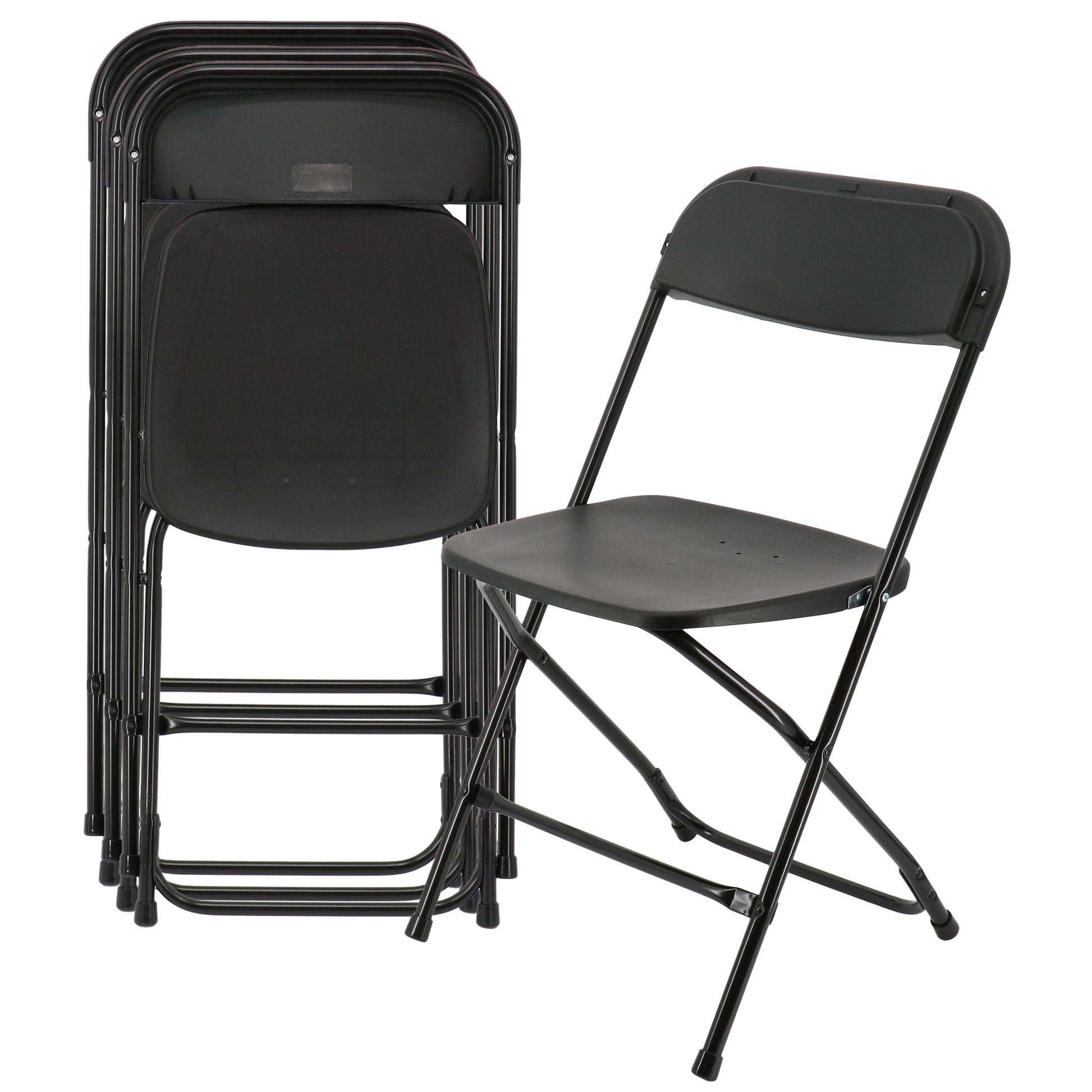 Elama 4 Piece Plastic Folding Chair in Black W2B