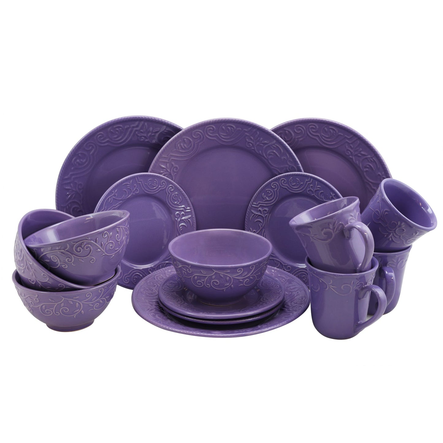 Elama Lilac Fields 16-Piece Dinnerware Set W2B
