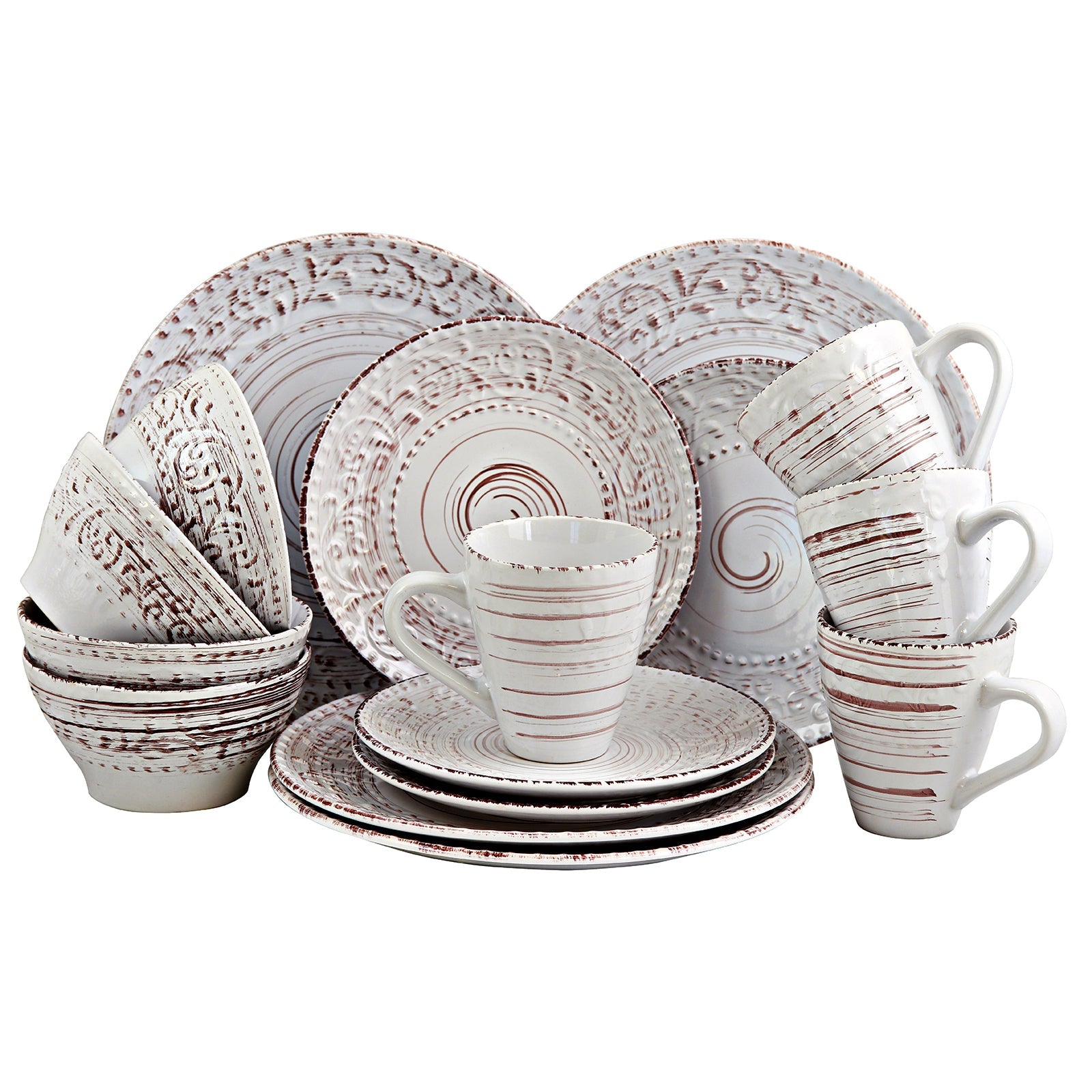 Elama Malibu Sands 16-Piece Dinnerware Set in Shell W2B
