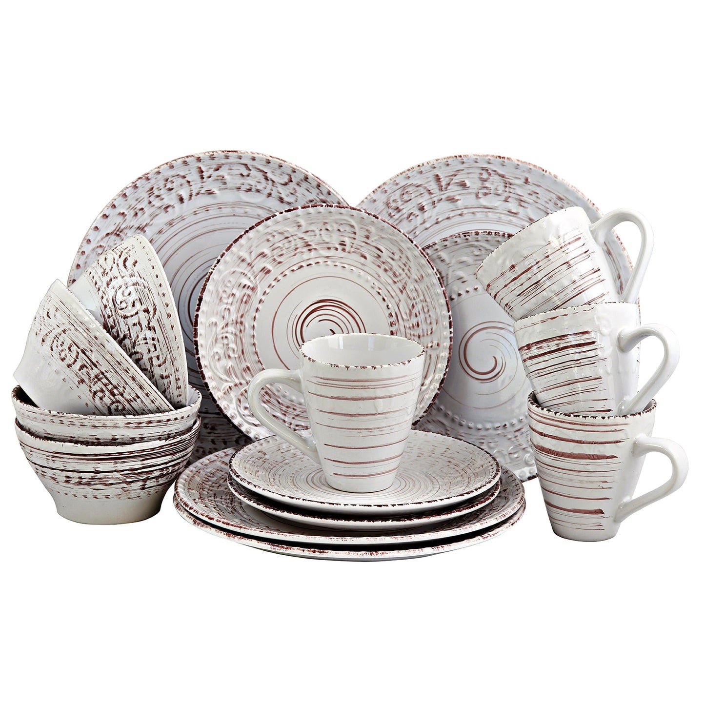Elama Malibu Sands 16-Piece Dinnerware Set in Shell W2B