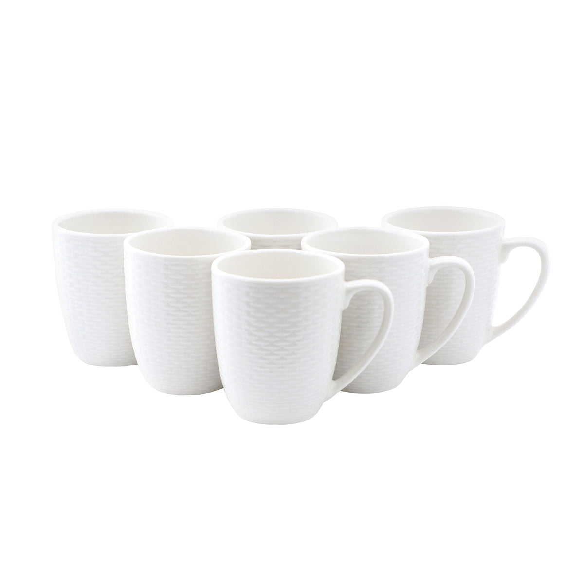 Elama Ophelia 6 Piece Stoneware 12 Ounce Mug Set in White W2B
