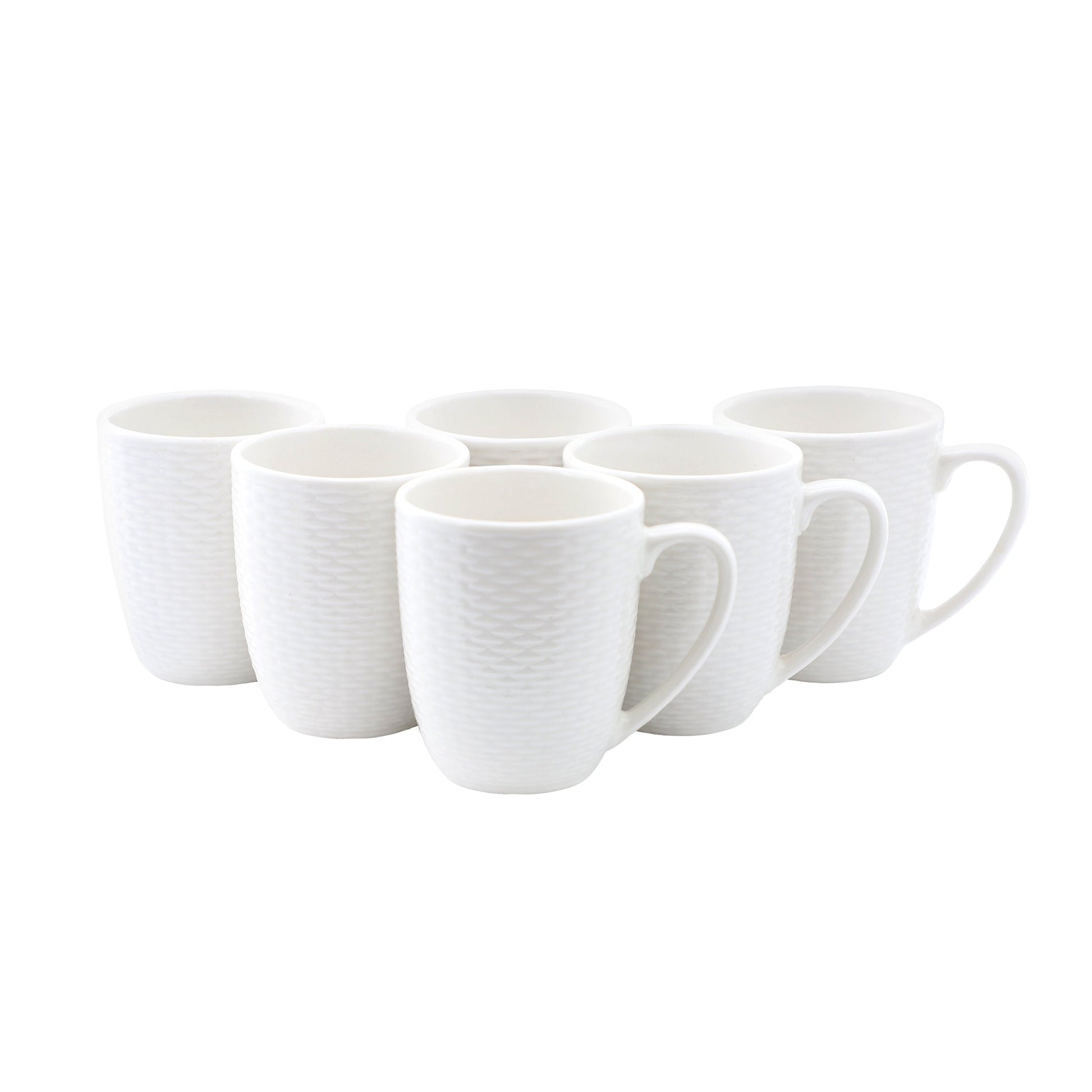 Elama Ophelia 6 Piece Stoneware 12 Ounce Mug Set in White W2B