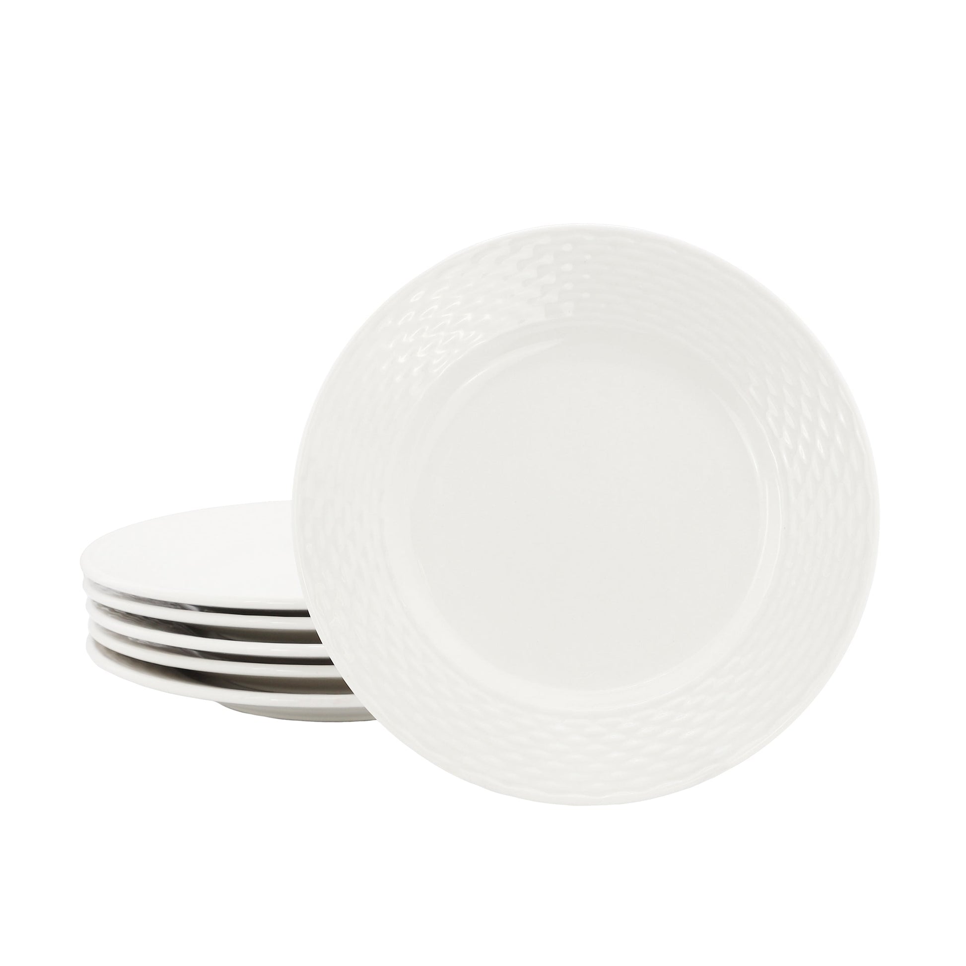 Elama Ophelia 6 Piece Stoneware Salad Plate Set in White W2B