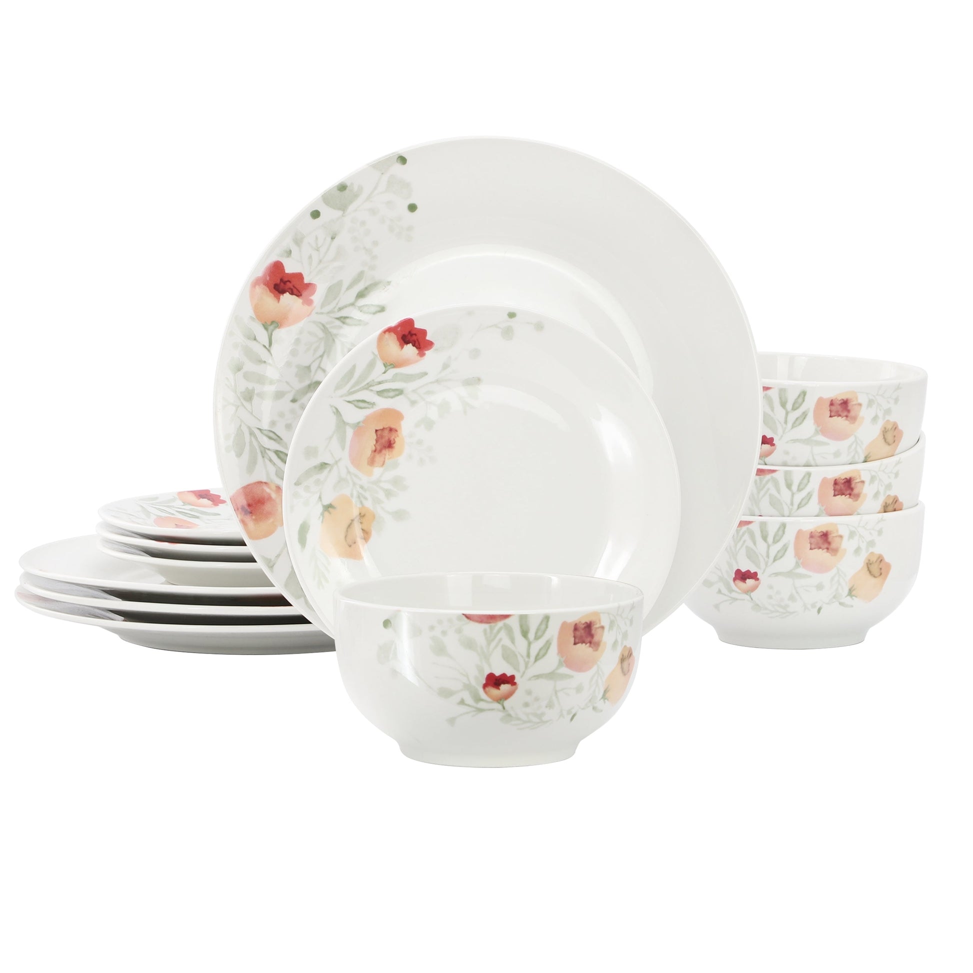 Elama Poppy 12 Piece Porcelain Dinnerware Set, Service for 4 W2B