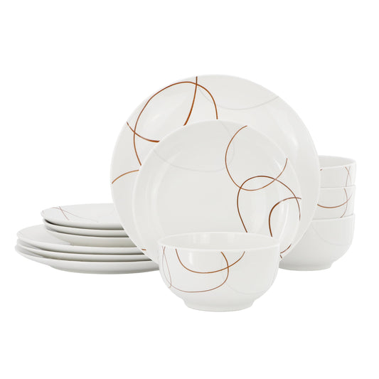 Elama Sydney 12 Piece Porcelain Dinnerware Set, Service for 4 W2B