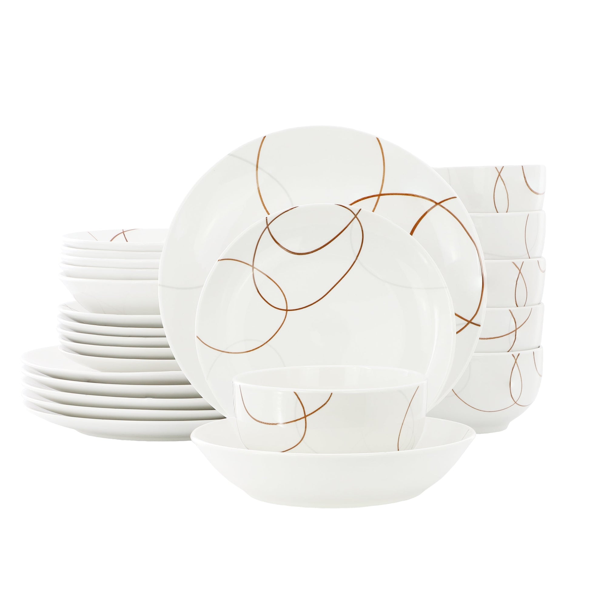 Elama Sydney 24 Piece Porcelain Double Bowl Dinnerware Set, Service for 6 W2B