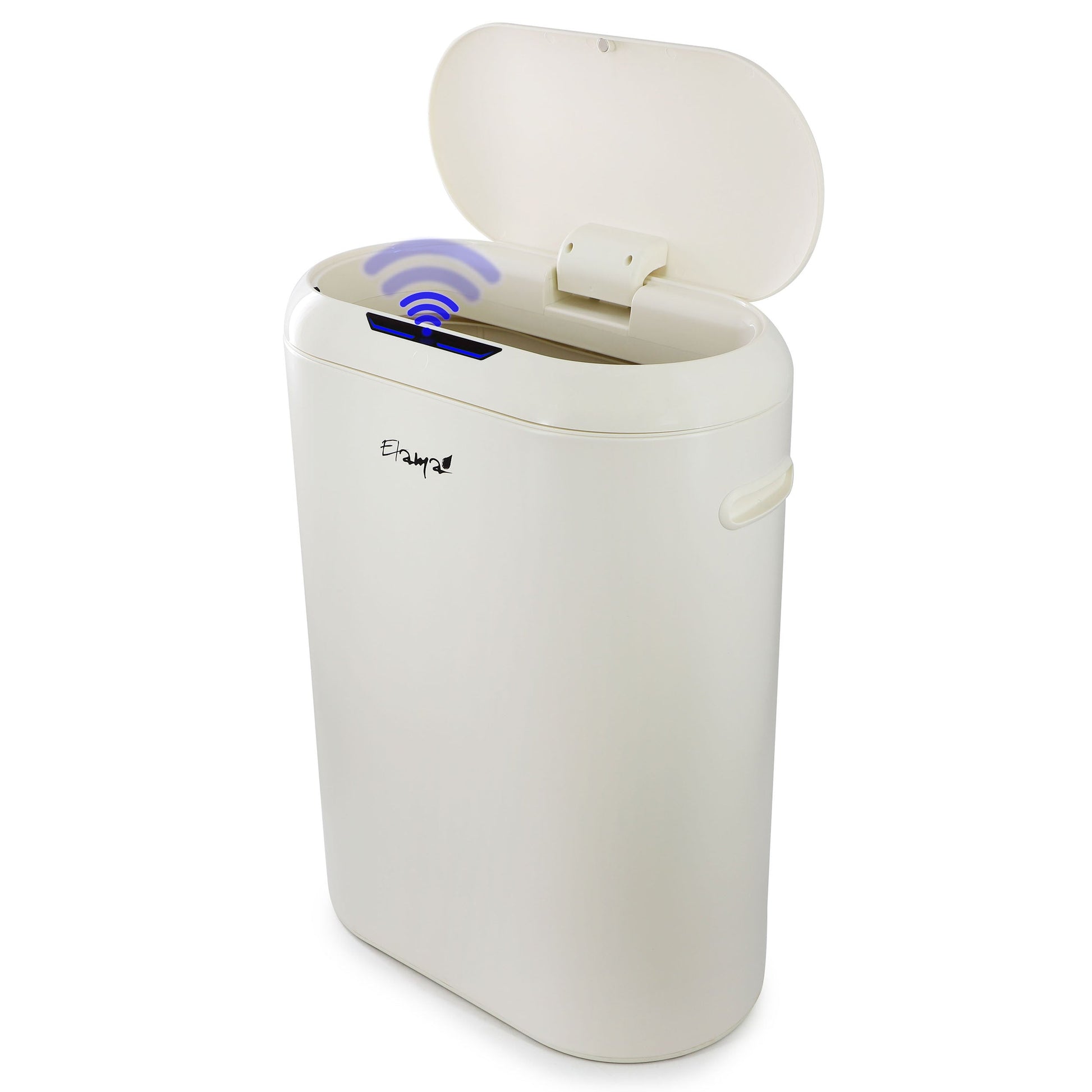 Elama 13 Gallon Automatic Sensor Hands Free Round Top Trash Can in White W2B